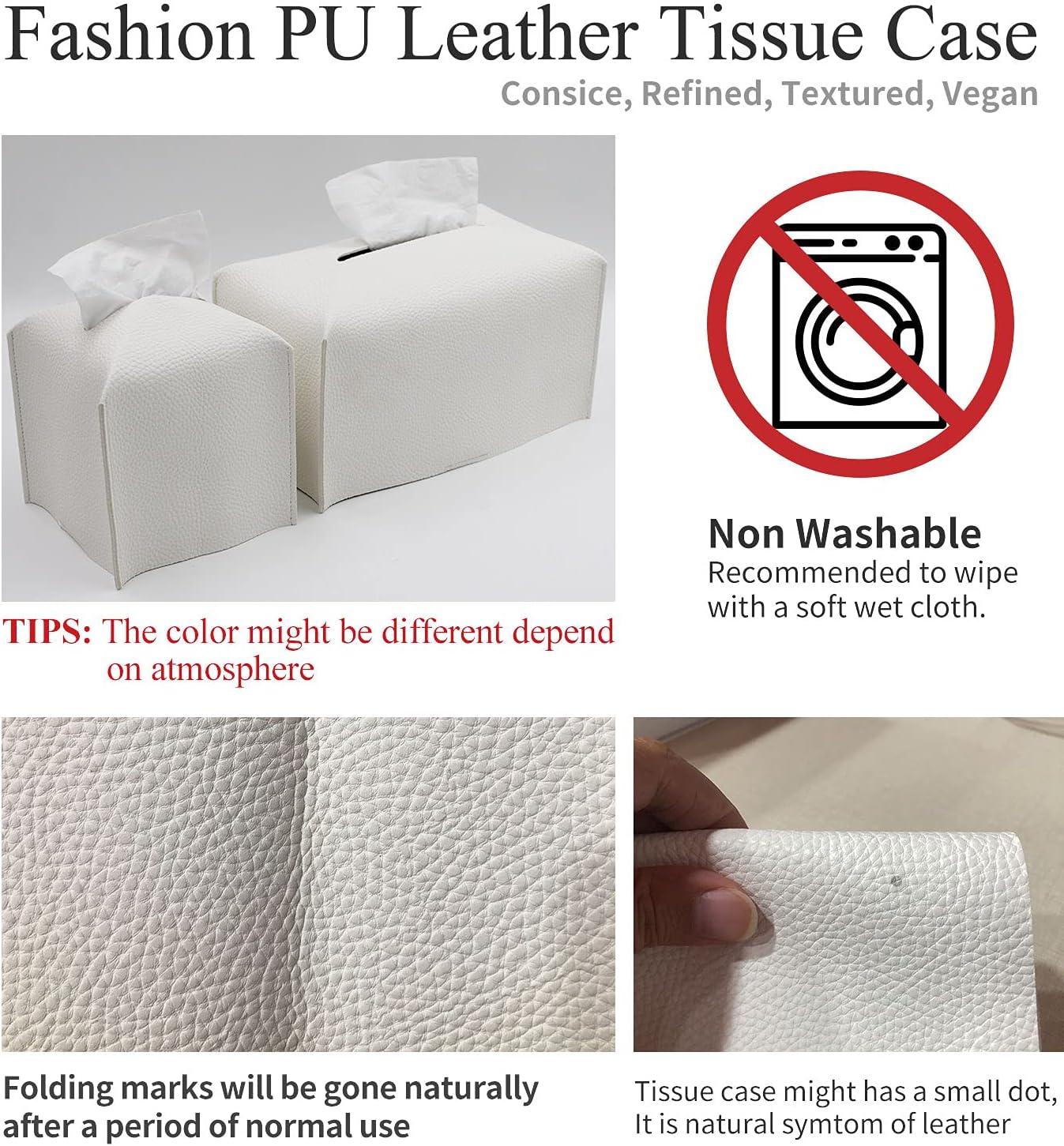 Livelab Tissue Box Cover, Modern Decorative PU Leather Rectangular Tissue Box Case Organizer Holder for Vanity Countertop, Night Stands, Livingroom, Office Desk & Car 9.5X5X5'' | Black