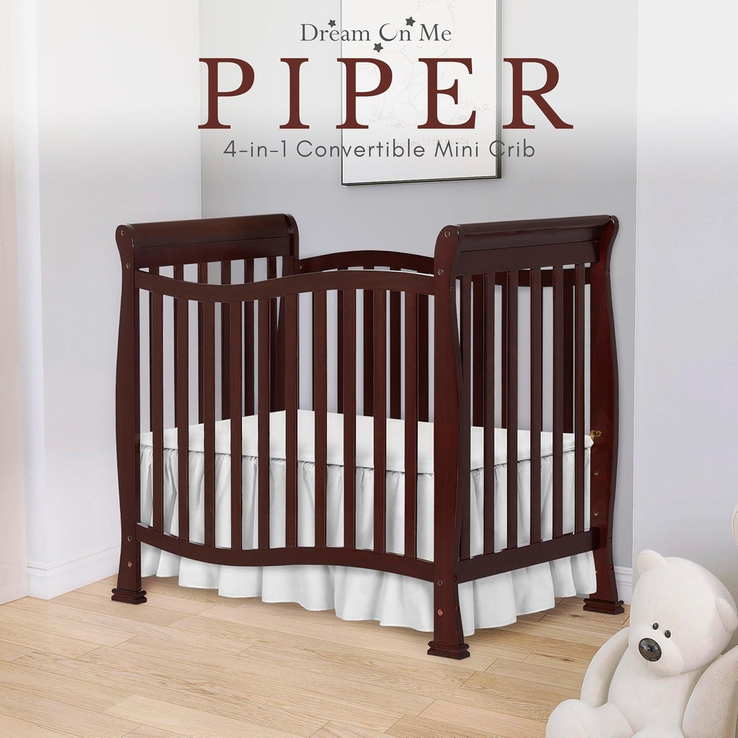 Dream On Me JPMA Certified Piper 4-in-1 Convertible Mini Crib