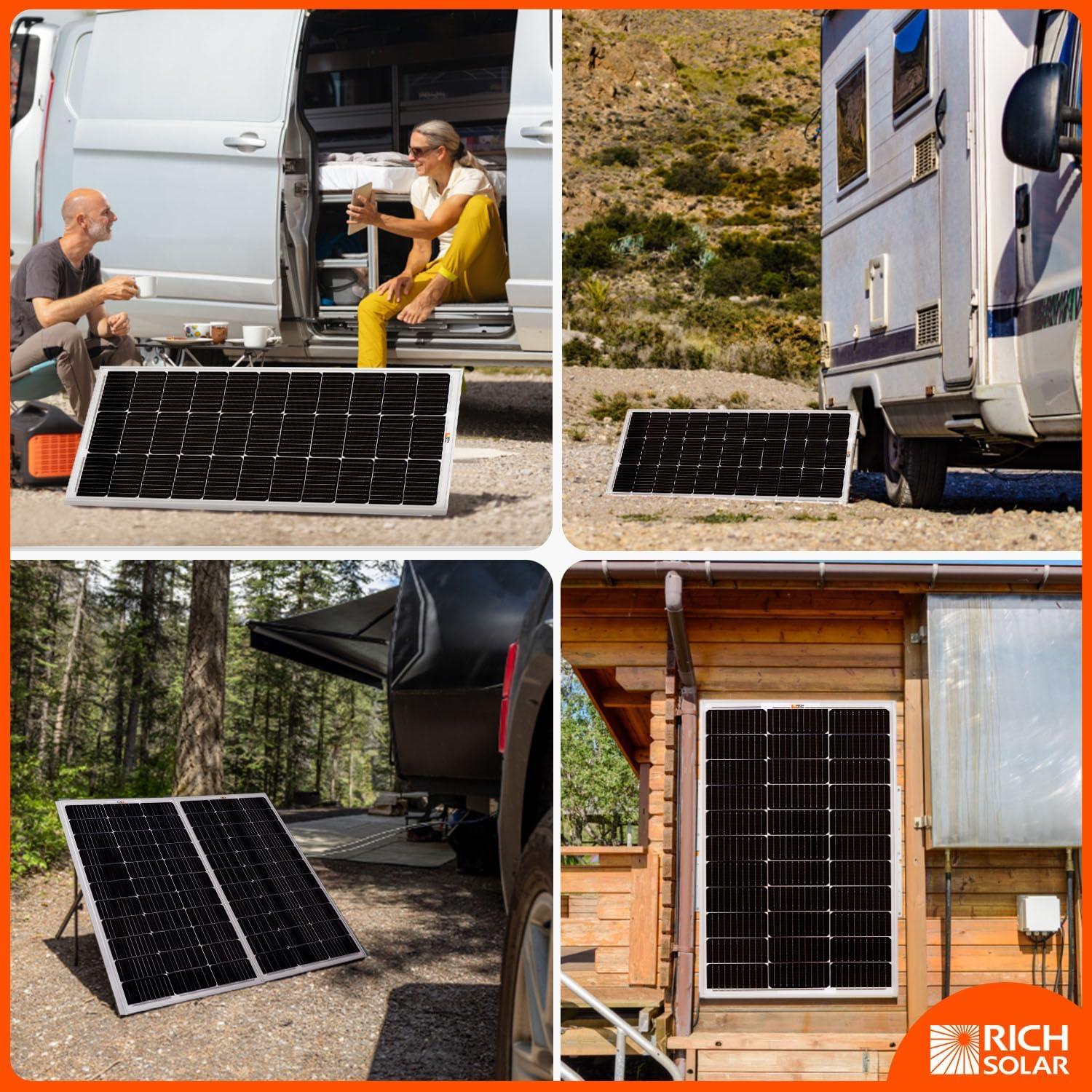 RICH SOLAR 250 Watt 12 Volt 16BB Cell Monocrystalline Solar Panel High Efficiency Solar Module for RV Trailer Camper Marine Off Grid