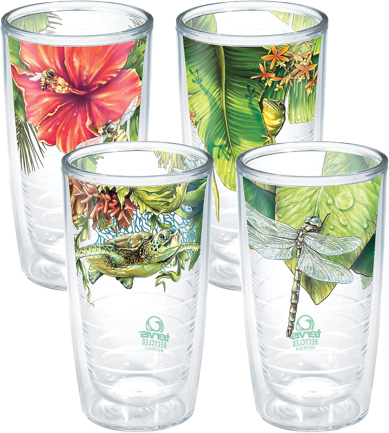 Assorted Nature Clear Double-Walled Insulated Travel Tumblers, 16oz - 4pk