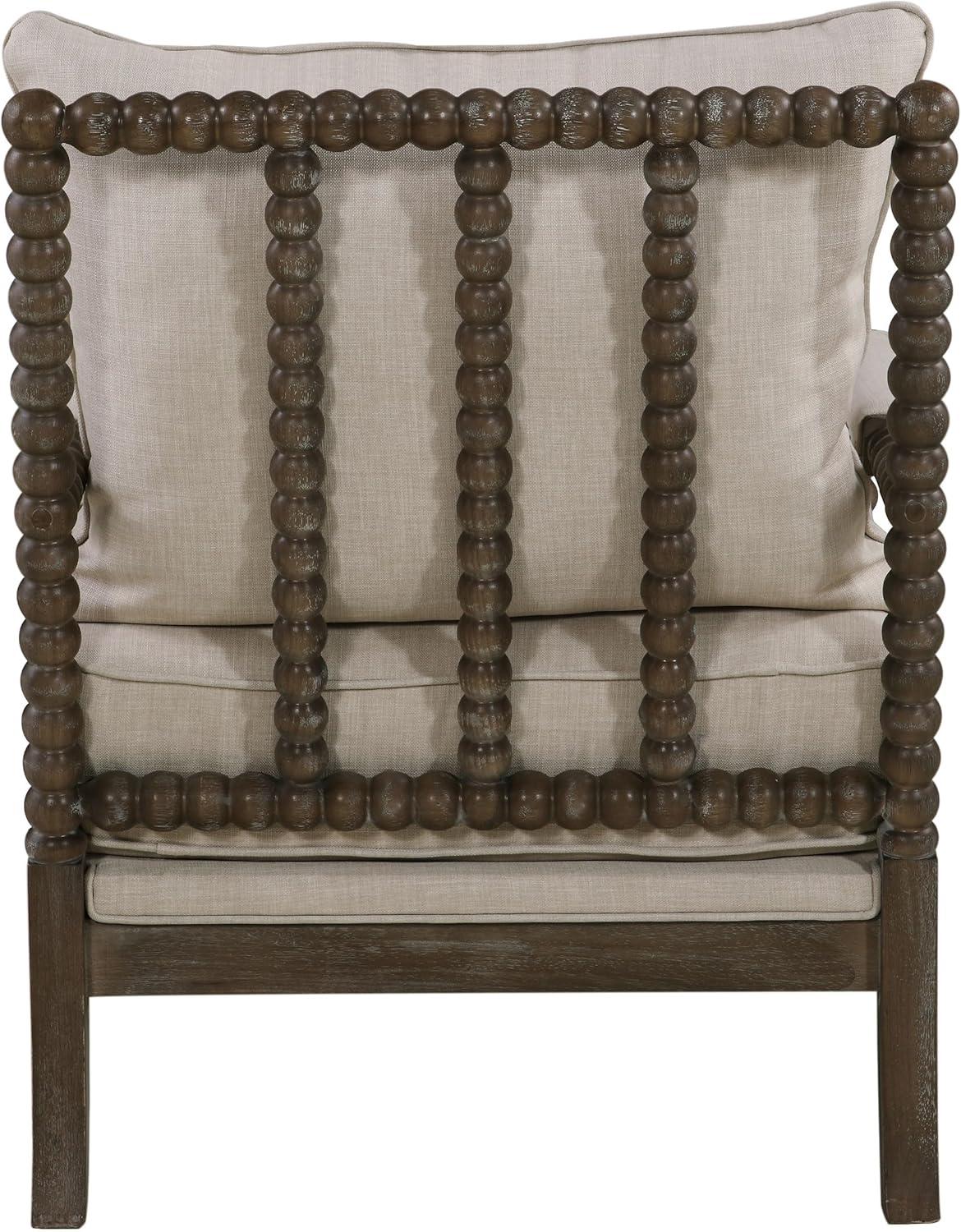 Transitional Geometric Beige Wood Accent Chair