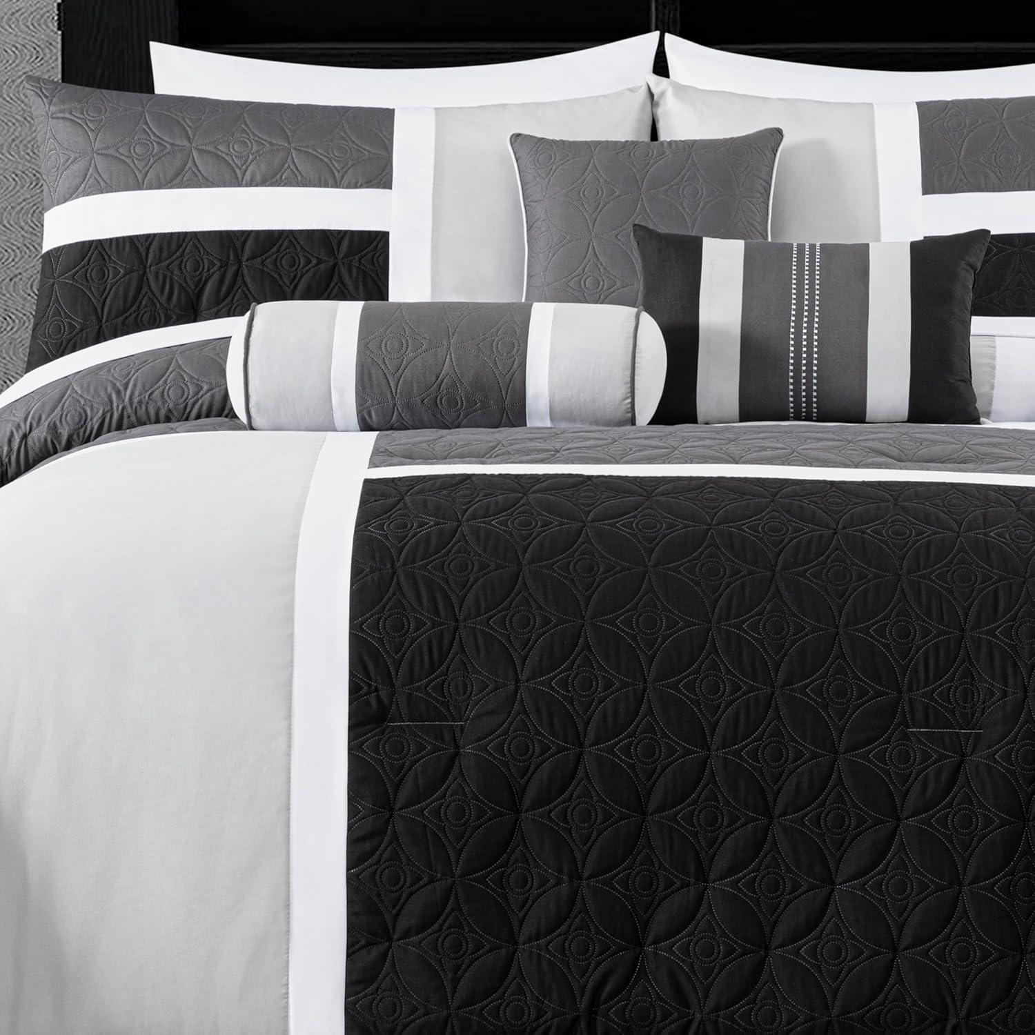 Chezmoi Collection Upland Patchwork 7 Piece Comforter Set