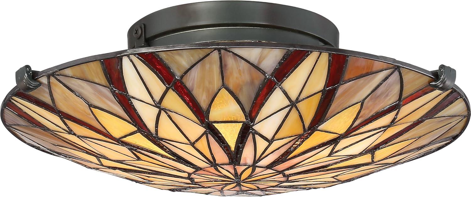 Valiant Bronze Tiffany Glass 16'' Flush Mount Ceiling Light