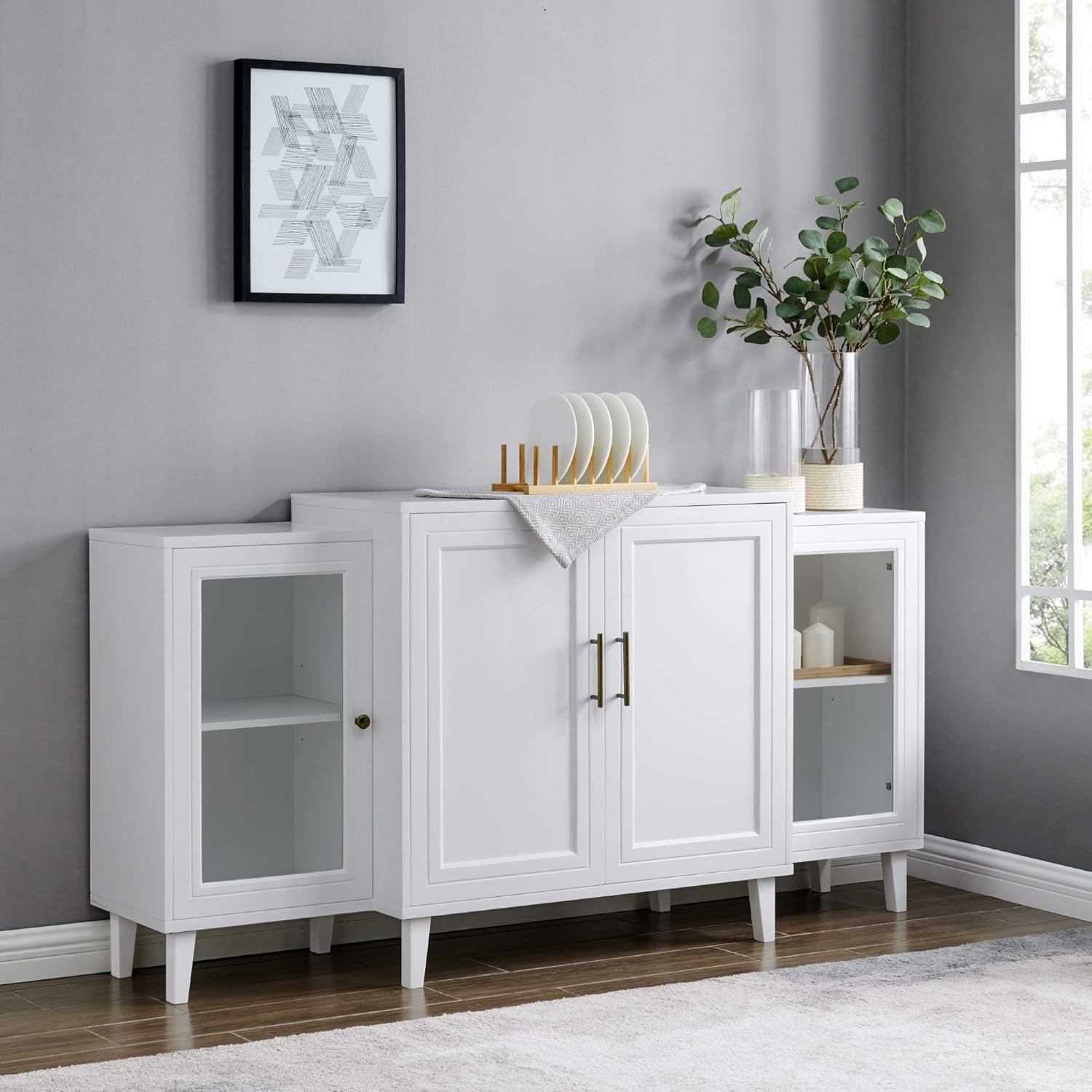 Laurel 62" Contemporary 4 Door Tiered Modern Sideboard in White