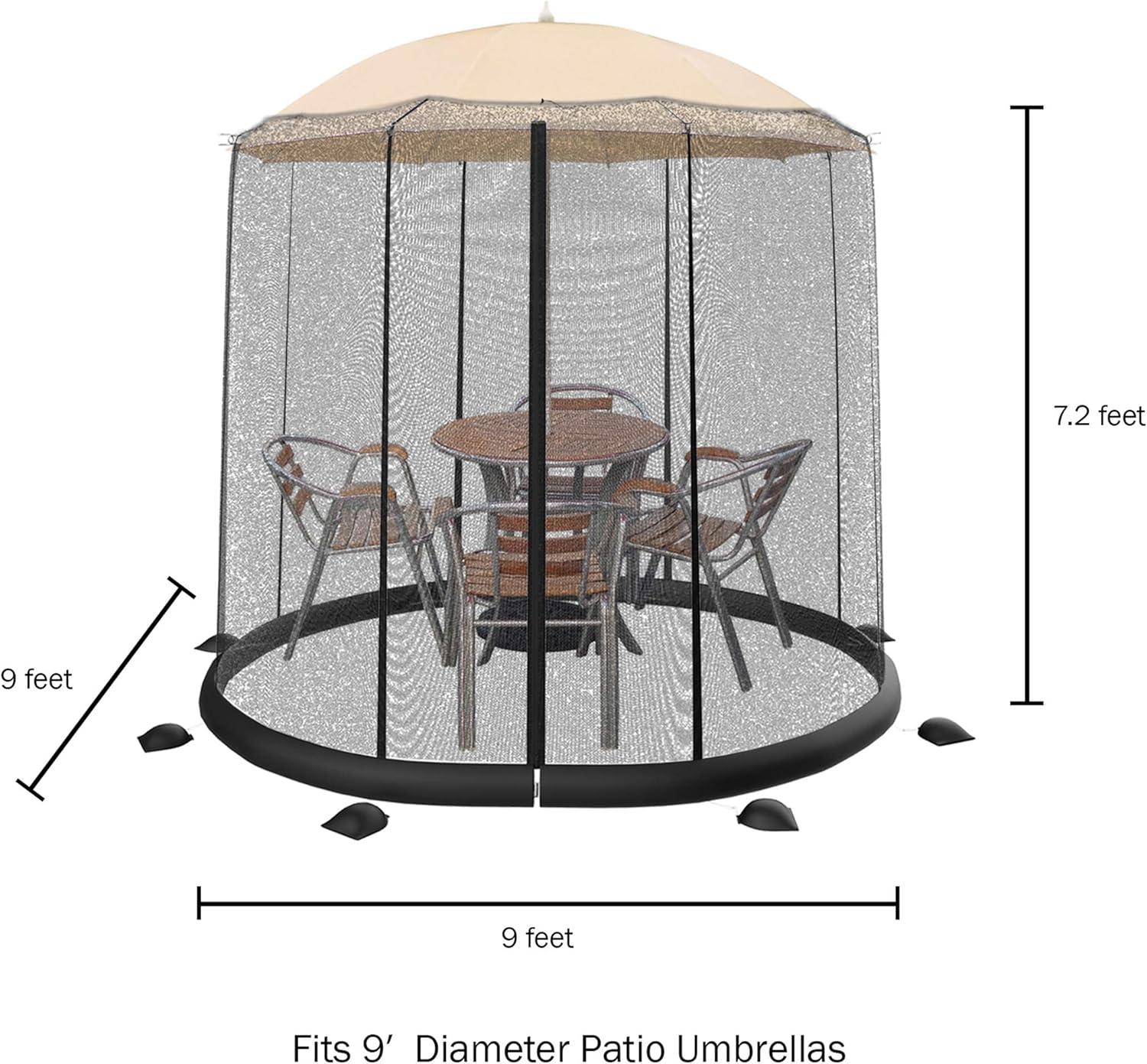 Pure Garden 50-LG1205 10-11 ft. Bug Screen for Table Umbrella Mosquito Net, Black