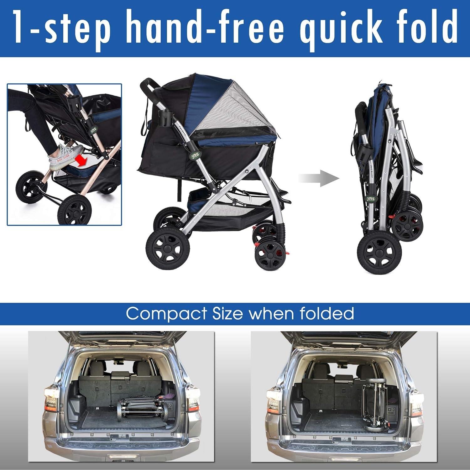 Midnight Blue Heavy Duty Dog Stroller with Mesh Cover