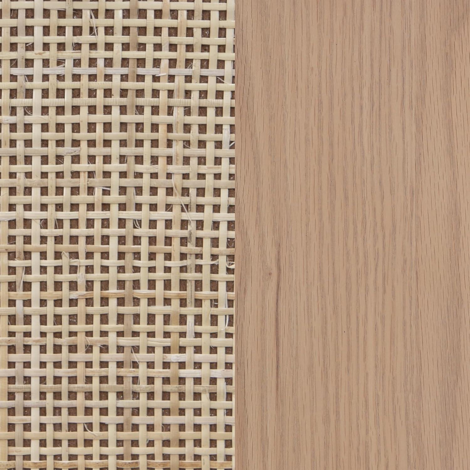 Nathan James Rustic Wood TV Stand Cabinet With Seagrass Door Panels