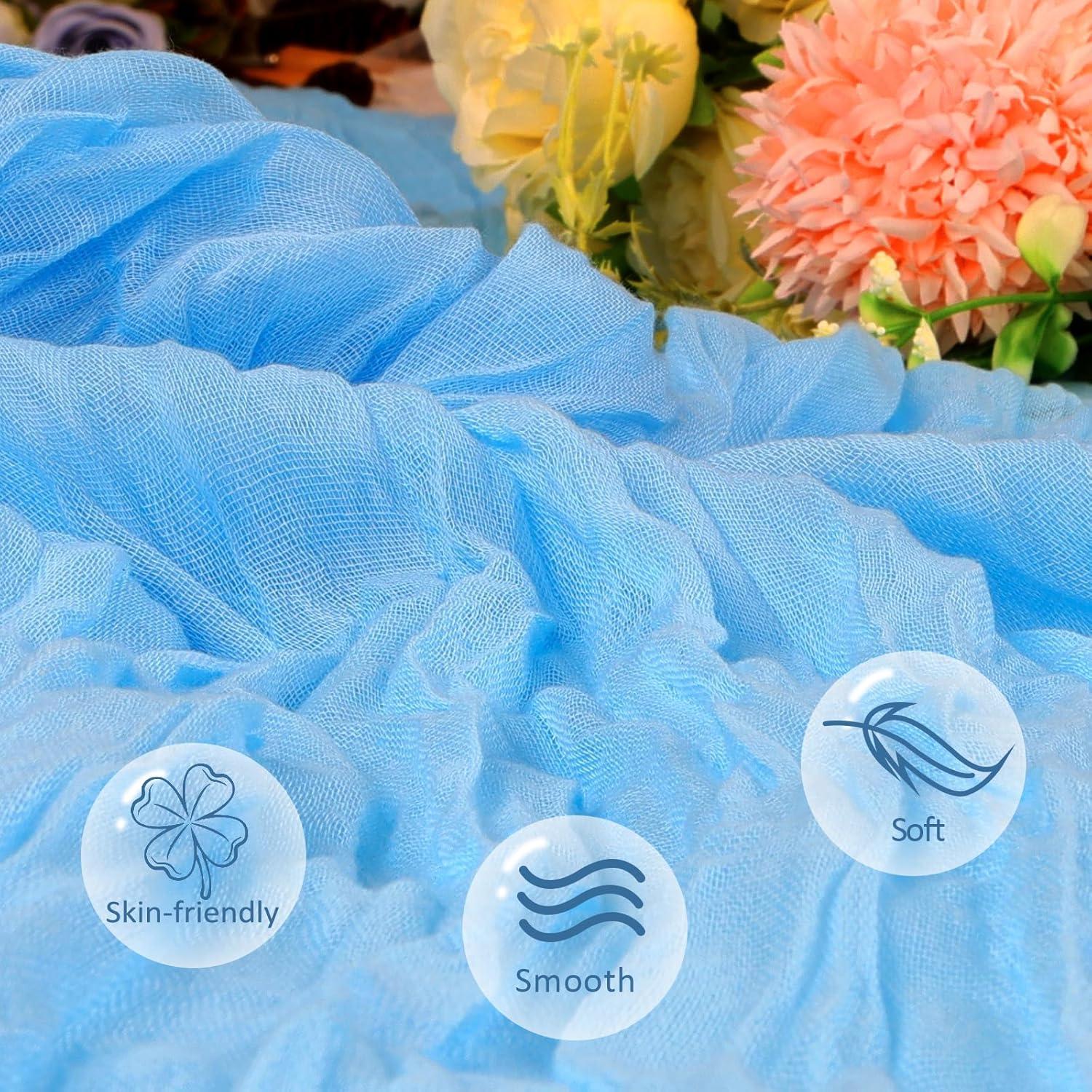 Mint Green Cheesecloth Table Runner 6 Pack 35" Boho Gauze Runner 120 inches Long Tablecloth Runner Rustic Sheer Fabric Bulk for Baby Shower Wedding Bridal Birthday Party Table Decorations