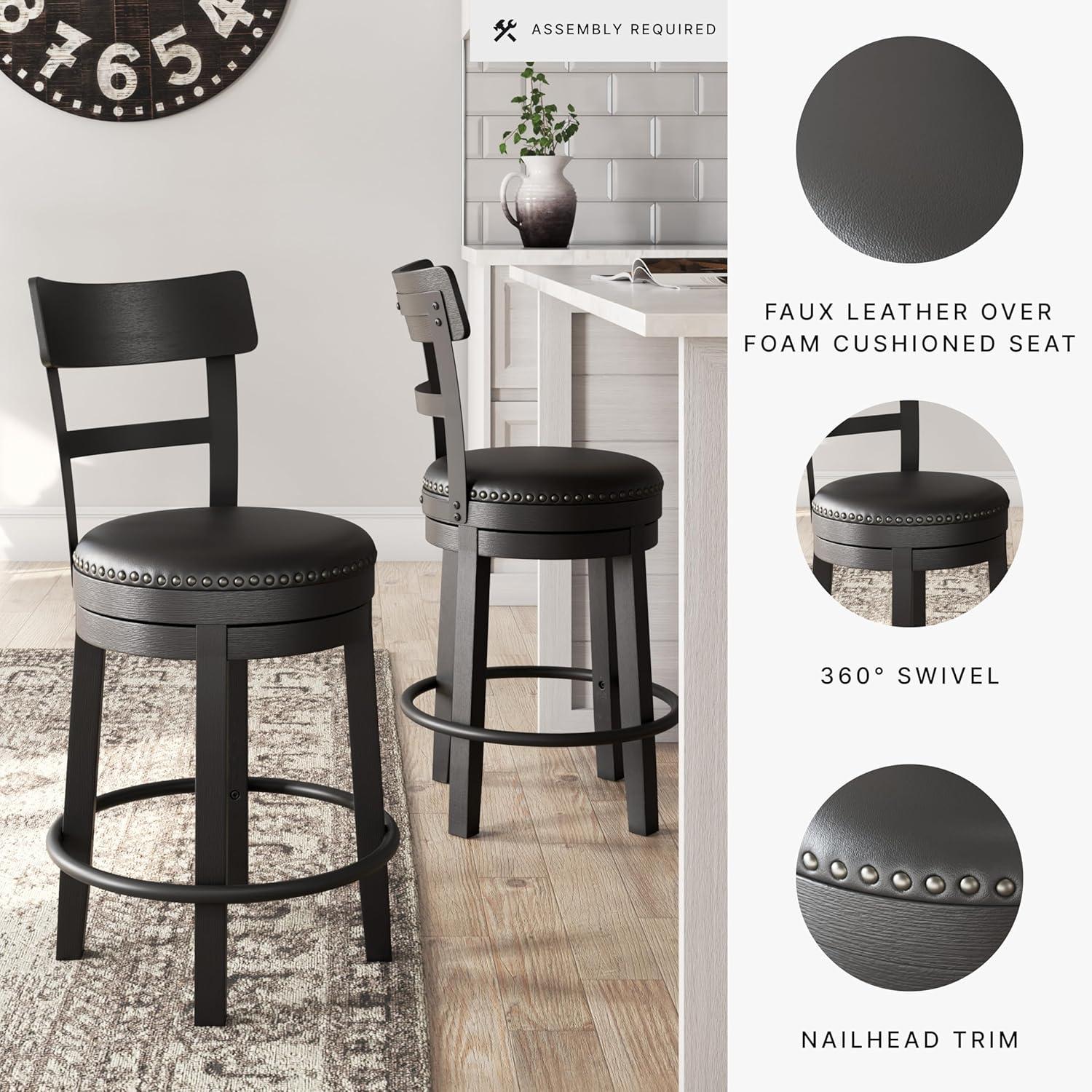 August Grove® Daiah Swivel Upholstered Counter Stool with Solid Wood Frame