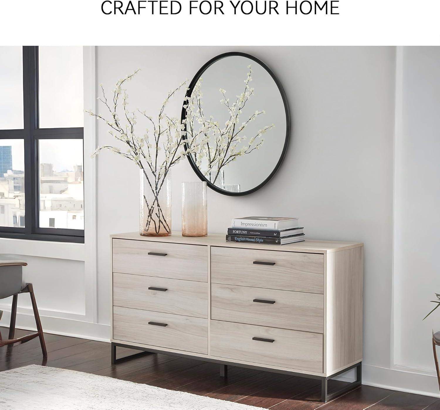 Signature Design by Ashley Contemporary Socalle 6 Drawer Dresser, Light Natural