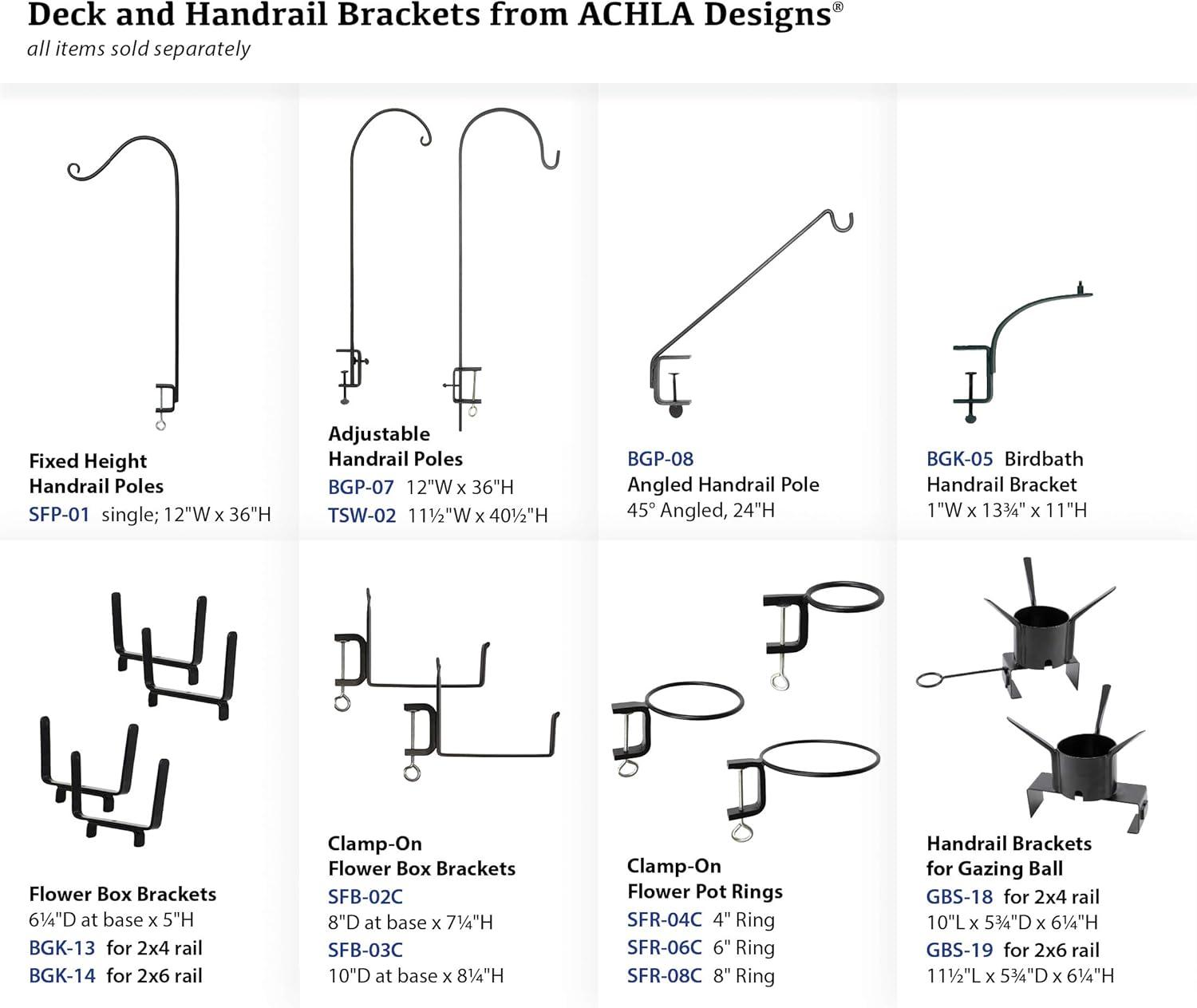 Achla BGP-08 45 Degree Angle Rail Mount Pole