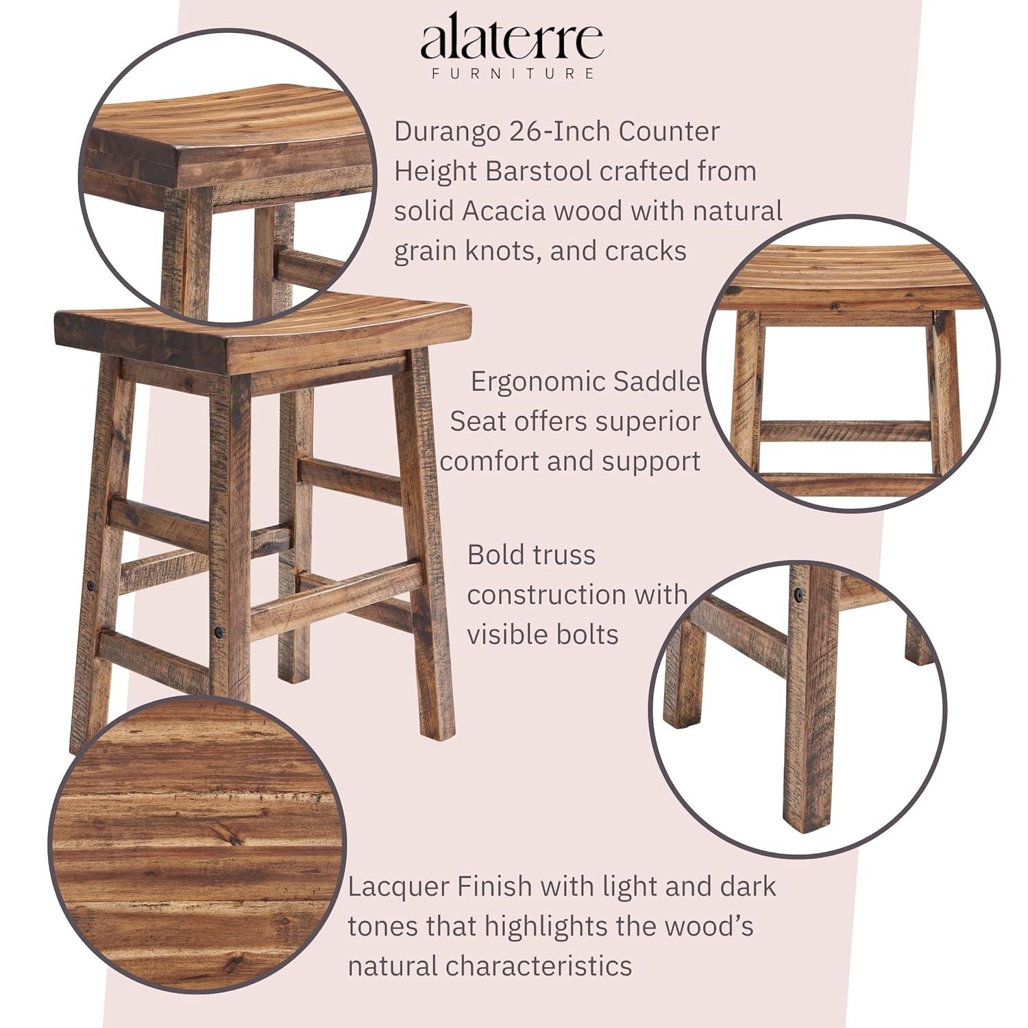 26" Durango Industrial Wood Counter Height Barstool Dark Brown - Alaterre Furniture