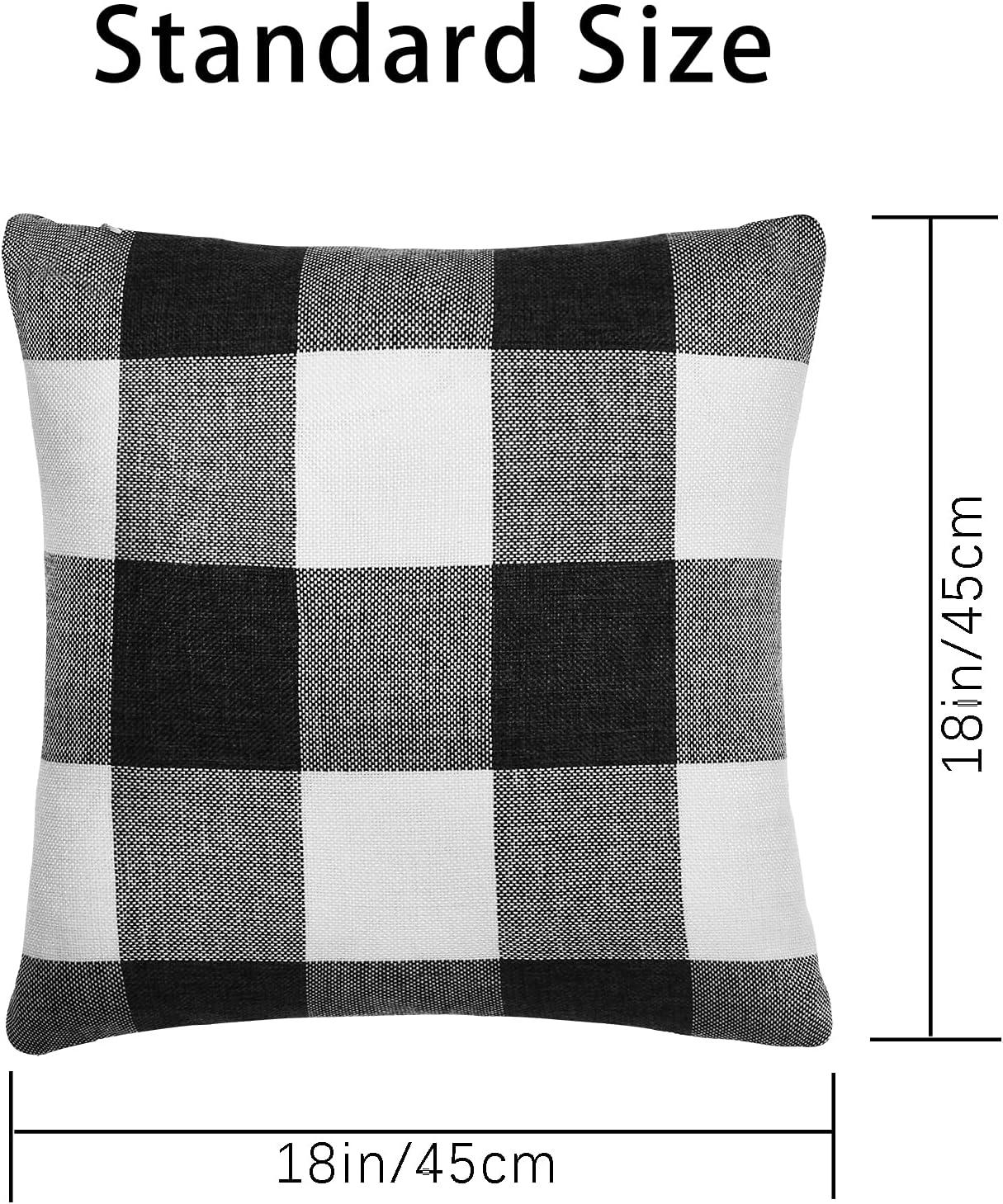 Set of 2 Plaid Halloween Pillow Covers, Farmhouse Pillow Cases Cotton Linen Throw Pillow Cover Cushion Case for Home Decor Car Bed Sofa Couch (18" x 18", 2 Pack Orange & Black)