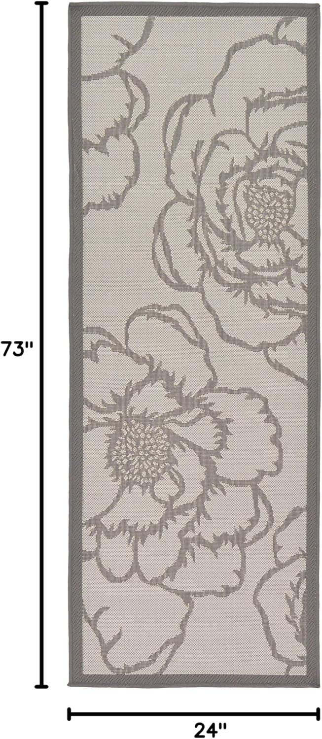 Gray Rectangular Stain-Resistant Synthetic Outdoor Rug, 3x5 ft