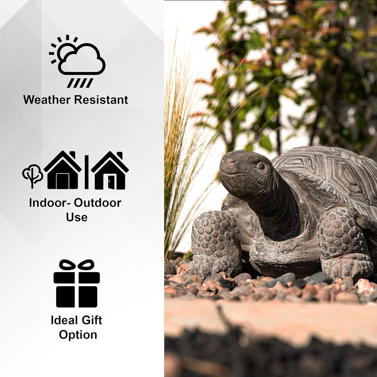 16.1" Grey Polystone Walking Turtle Statue for Indoor Outdoor Decor