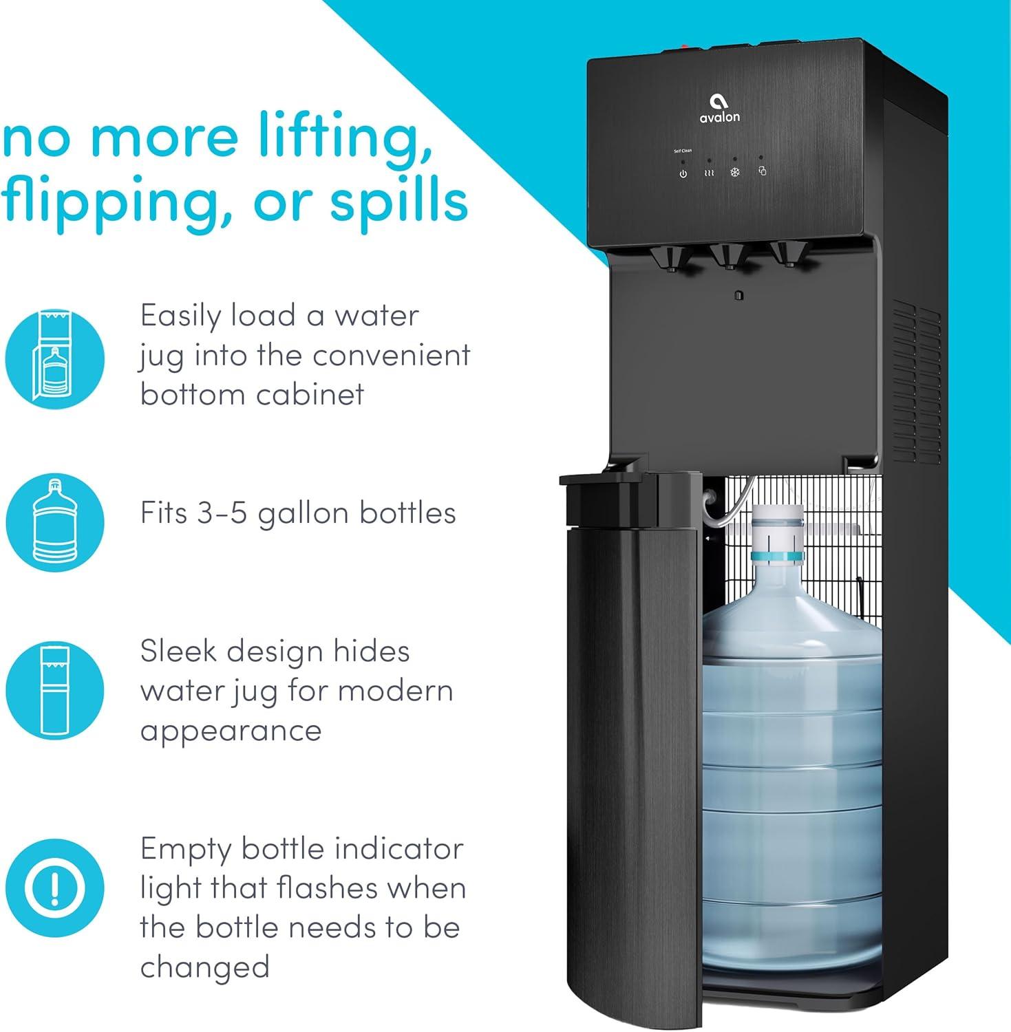 Black Stainless Steel Bottom Loading Water Cooler Dispenser