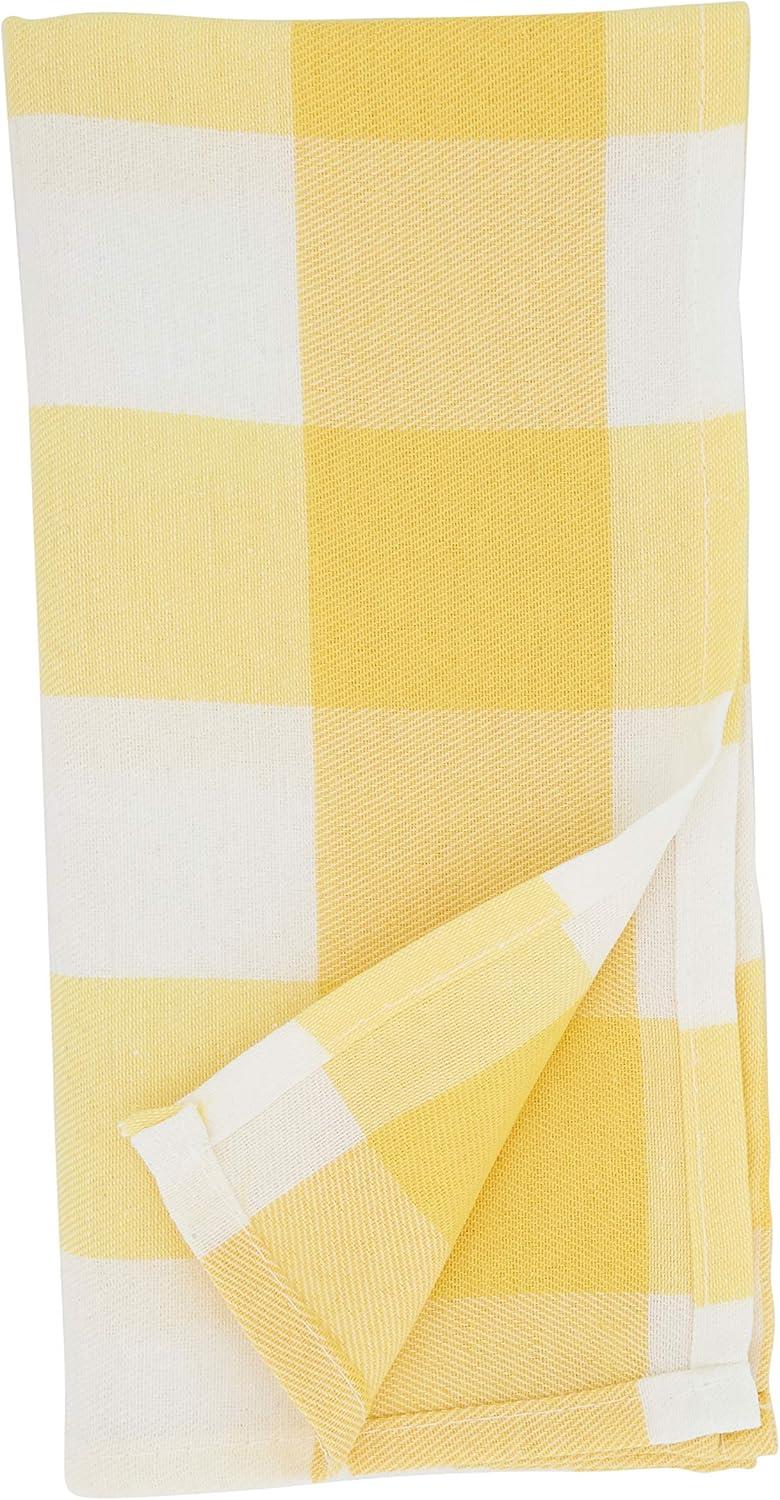 Saro Lifestyle Cotton Blend Buffalo Plaid Table Napkins (Set of 4), Yellow, 20" x 20"