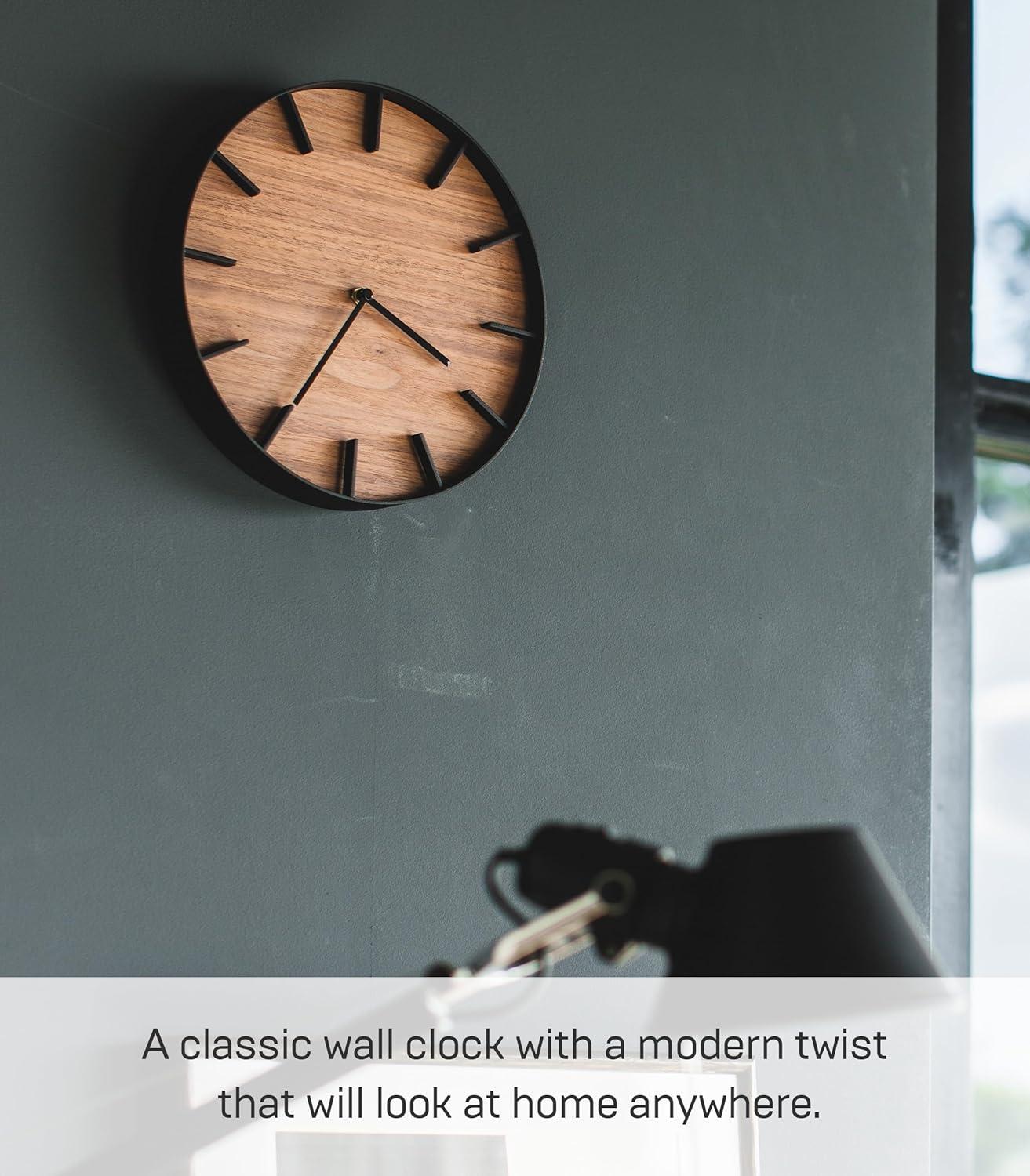 Rin Yamazaki Home Wall Clock, Modern Wood Home Decoration, Steel + Wood, Step Motion Second