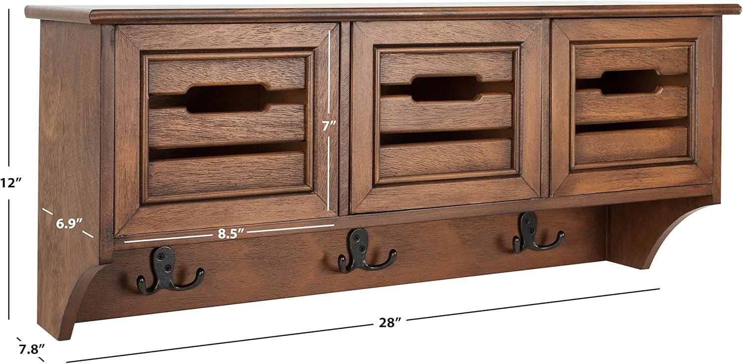 Leon Hanging 3 Drawer Wall Rack - Honey - Safavieh