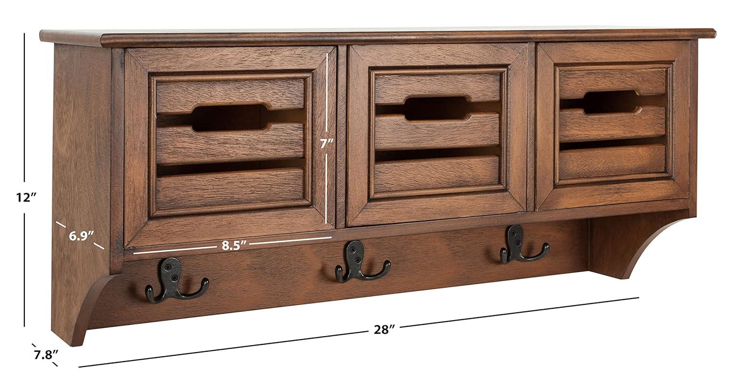 Leon Hanging 3 Drawer Wall Rack - Honey - Safavieh