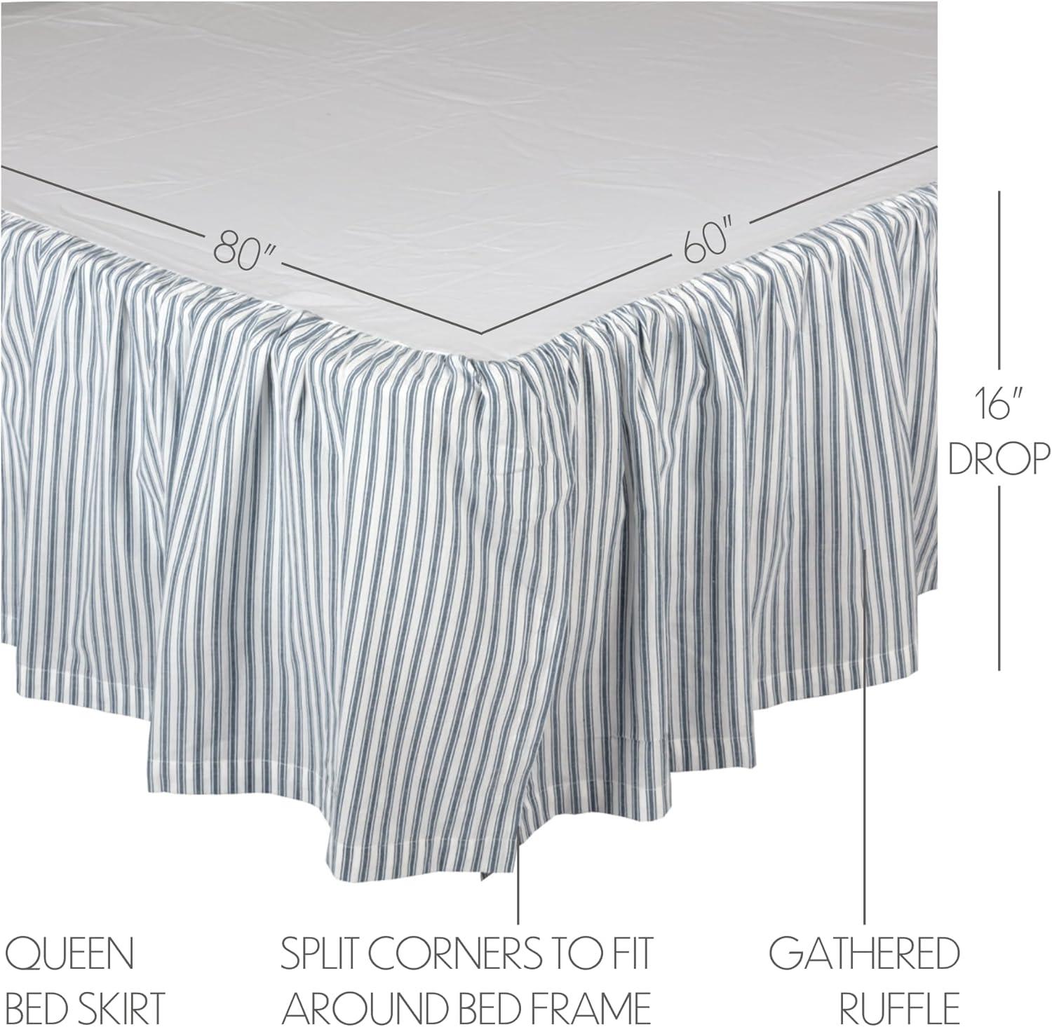 Sawyer Mill Blue and White Cotton Queen Bed Skirt with Split Corners