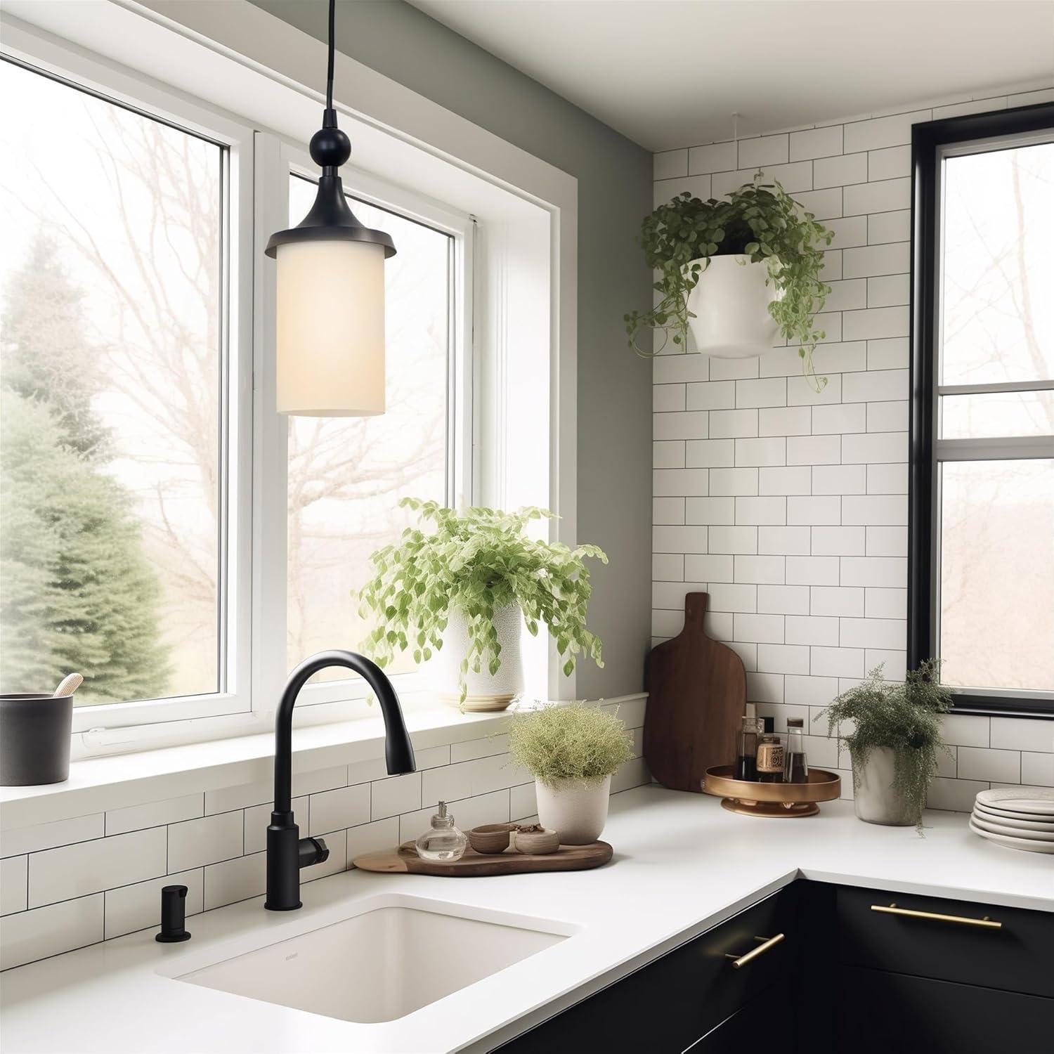 Kira Home 7" Cylinder Glass Shades, Opal Replacement Glass, 1-5/8" Fitter Opening for Threaded Medium Base Socket, 6.75"