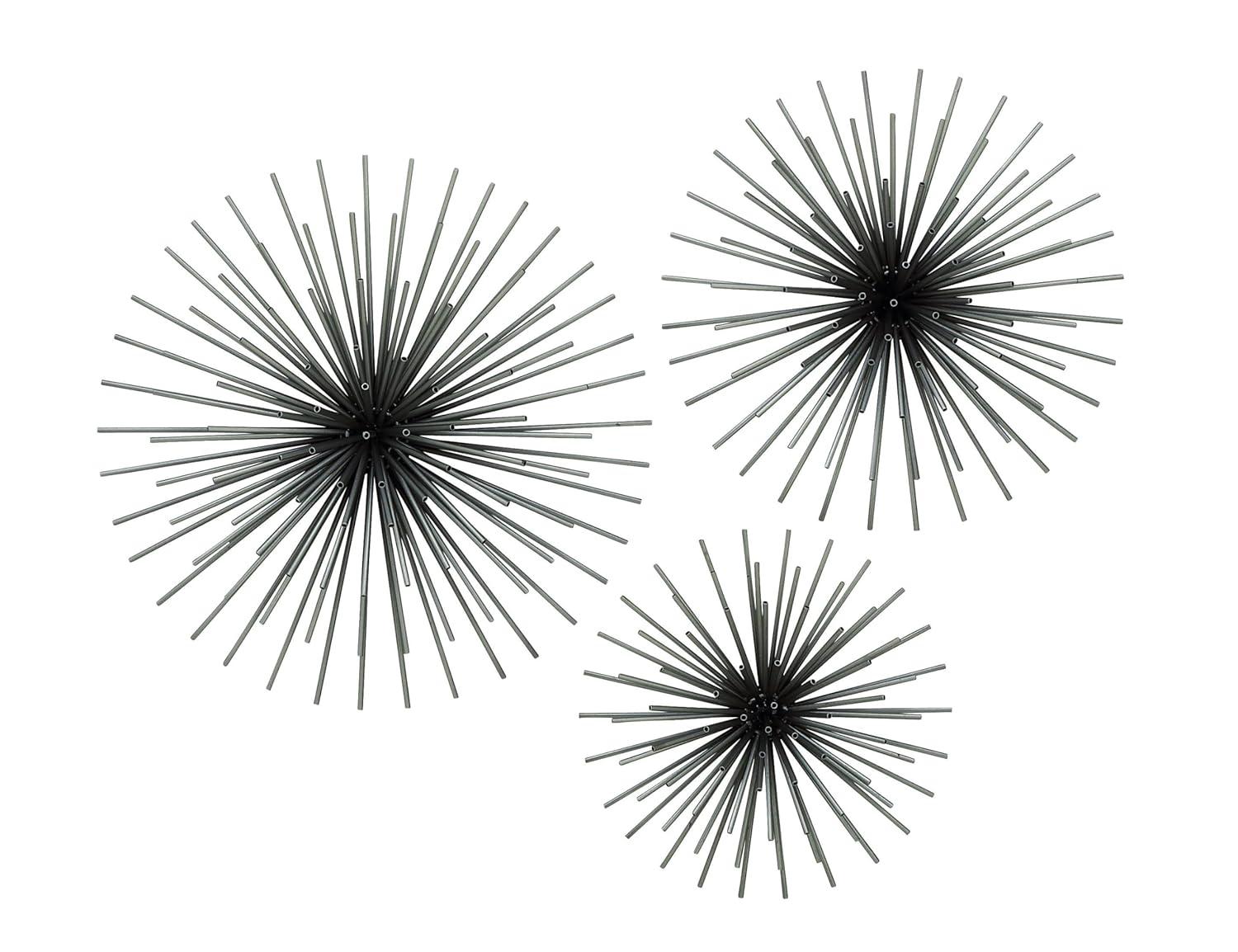 Set of 3 Metal Starburst 3D Wall Decors Black - Olivia & May: Contemporary Iron Artwork, Vertical Display