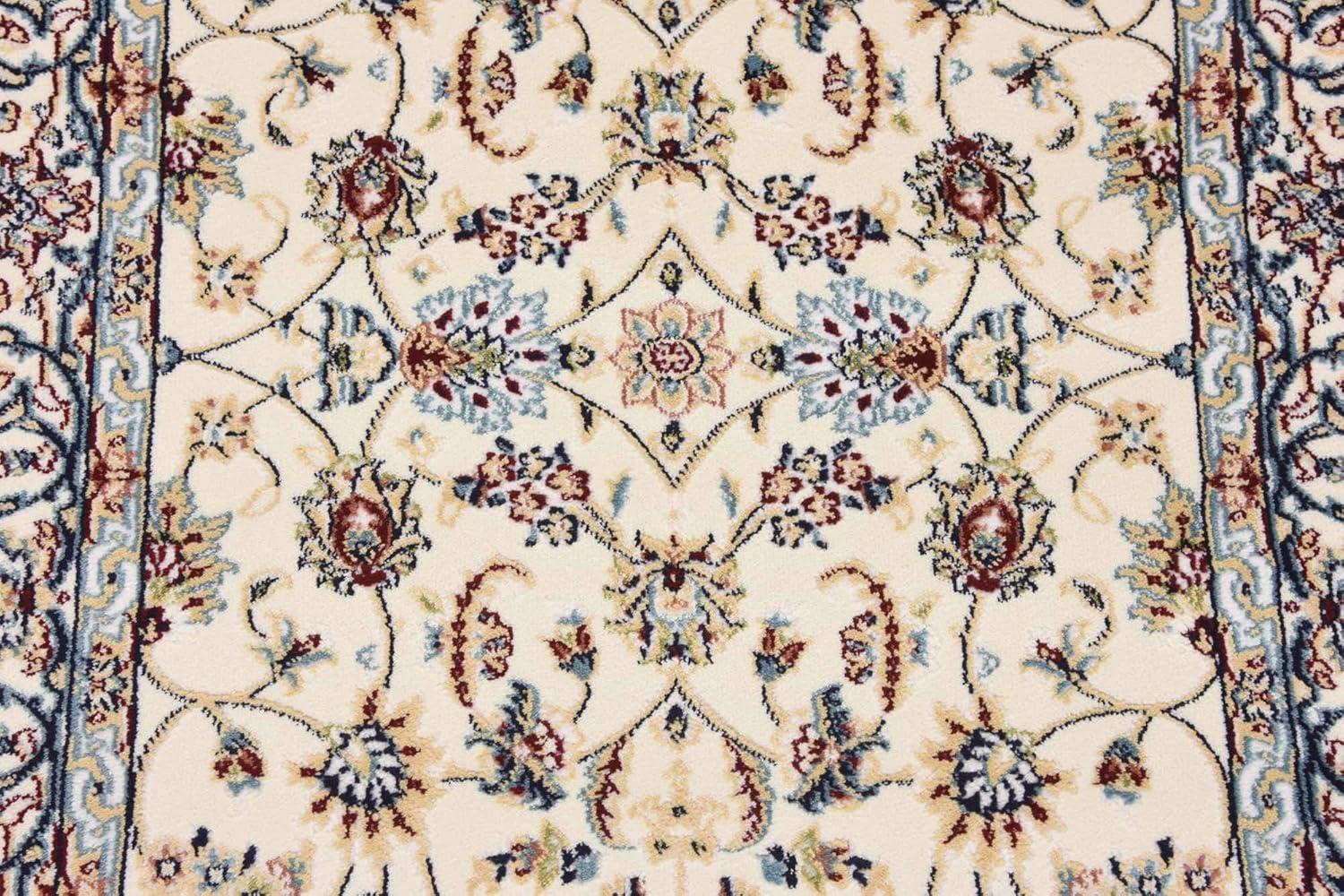 Ivory Floral Synthetic Runner Rug with Persian Motif