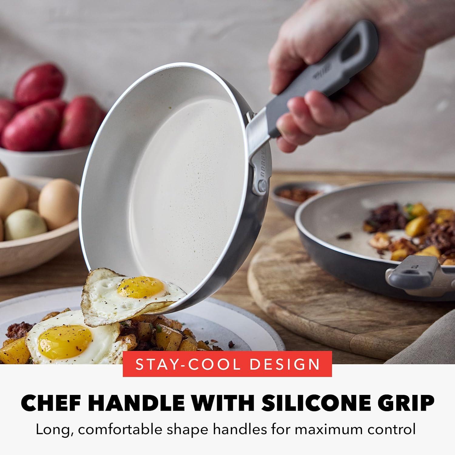 Bobby Flay 2pk (8" & 10") Ceramic Nonstick Aluminum Fry Pan Set Graphite Gray: Dishwasher-Safe, Lifetime Warranty