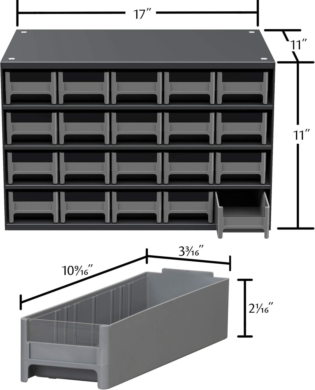 Gray Steel 20-Drawer Storage Cabinet with Blue Drawers