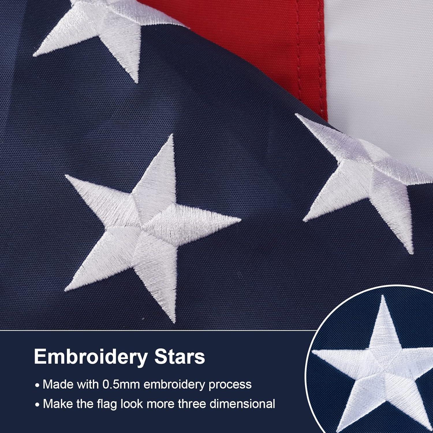 American Flags for Outside | American Flag | 3x5 American Flag -Heavy Duty Nylon Flags For Outside 3x5 Outdoor Flag with Embroidered Stars and Sewn Stripes 3x5 US Flag for High Wind