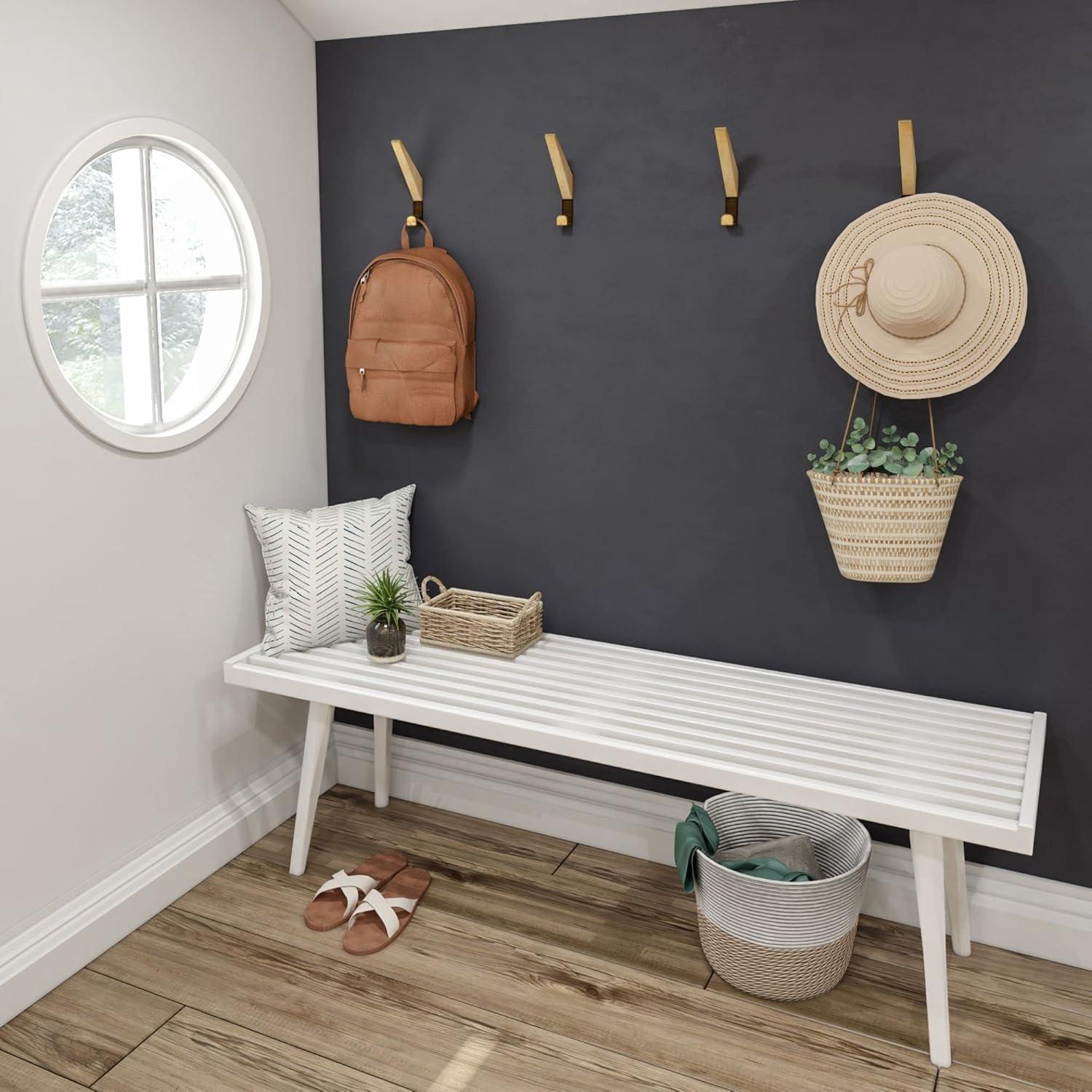 Plank+Beam Entryway Bench, Solid Wood End of Bed Bench for Bedroom, Hallway, Porch, 56.25”