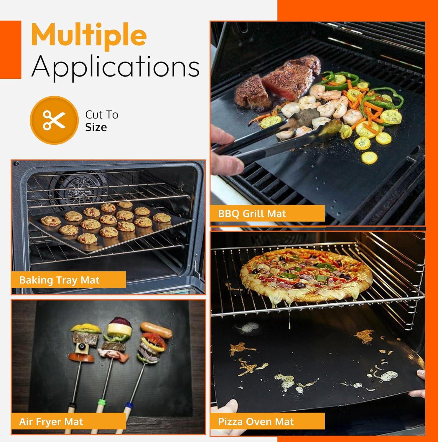 Large Thick Heavy Duty 2 Pack Non Stick Teflon Oven Liners Mat, 17"x 25", for bottom of Electric Oven Gas Oven Microwave Charcoal or Gas Grills