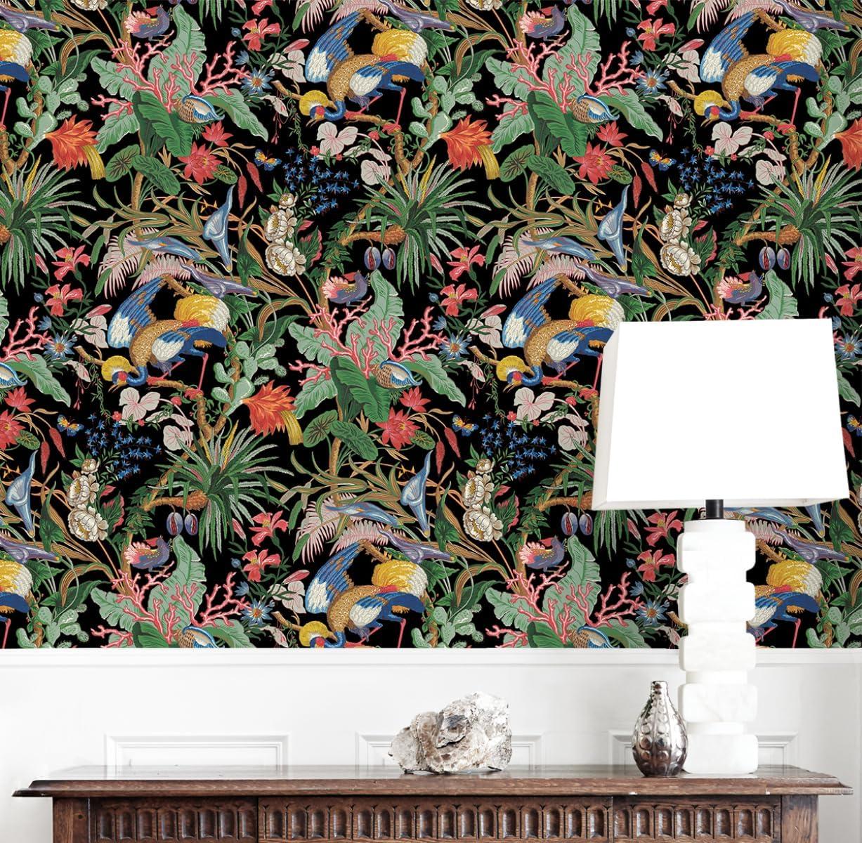 NextWall Ebony Tropical Canopy Peel and Stick Wallpaper