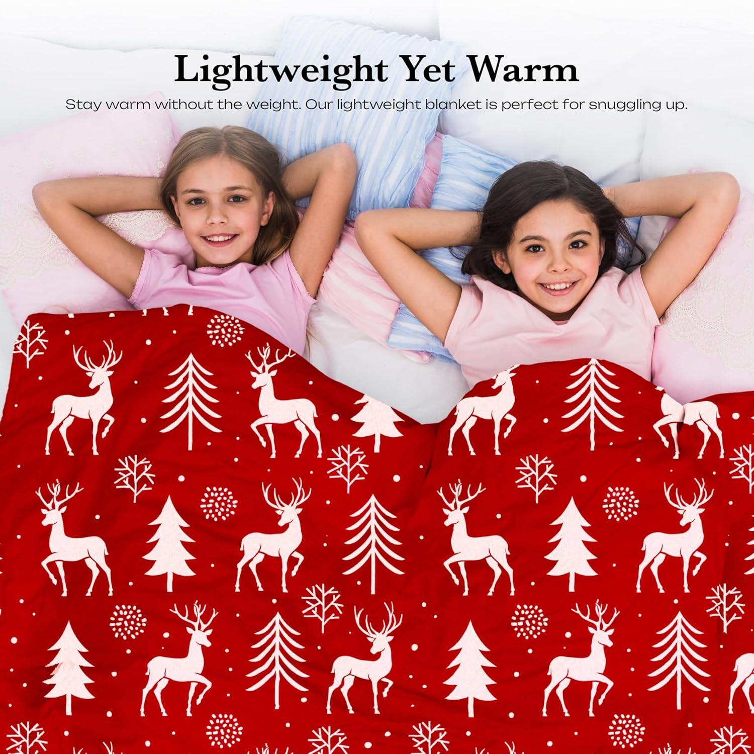 PAVILIA Holiday Festival Christmas Throw Blanket for Couch Bed Sofa, 50x60 (Snowflake Red)