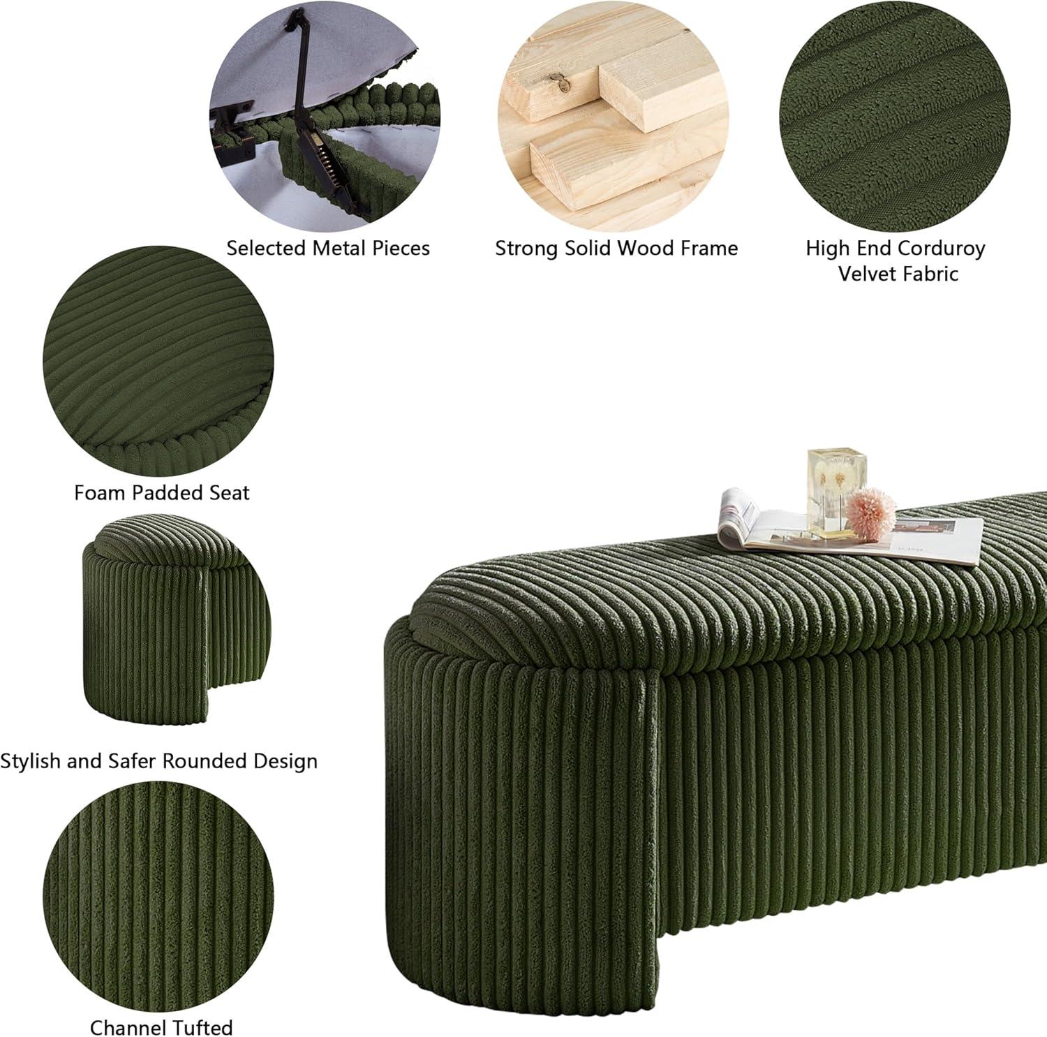 Nikoma Corduroy Upholstered Storage Bench