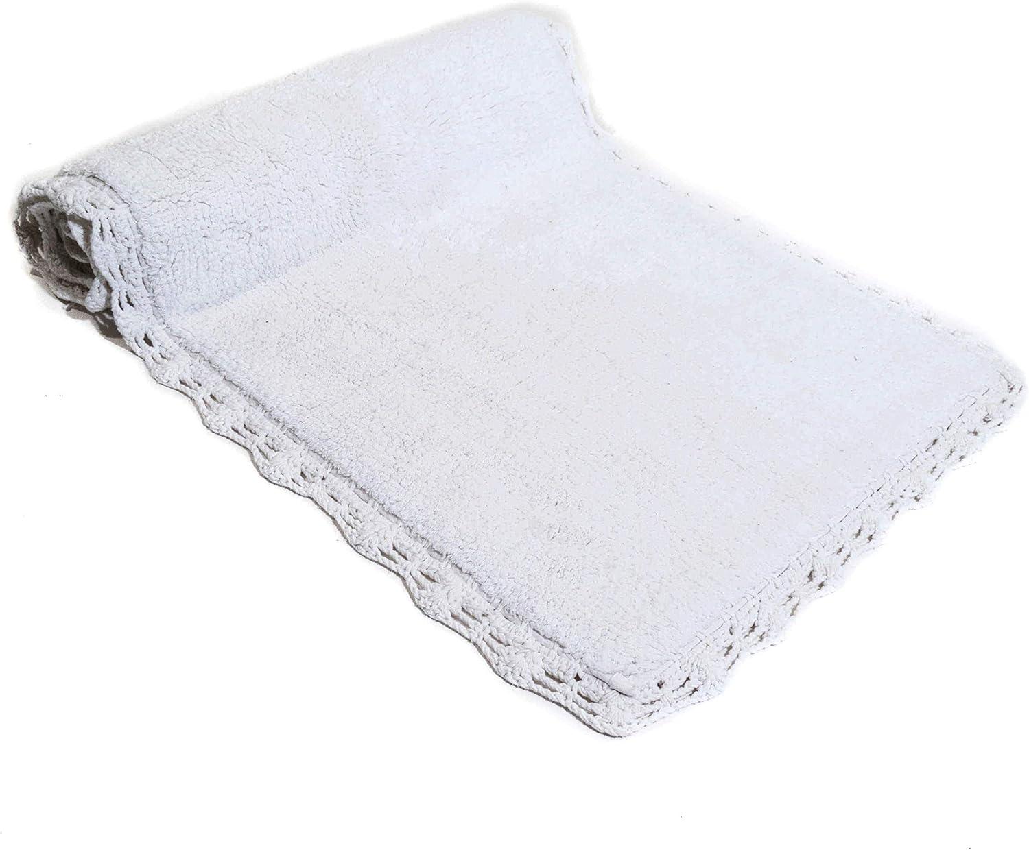 Provence Elegance White Crochet Bath Runner 22"x60"