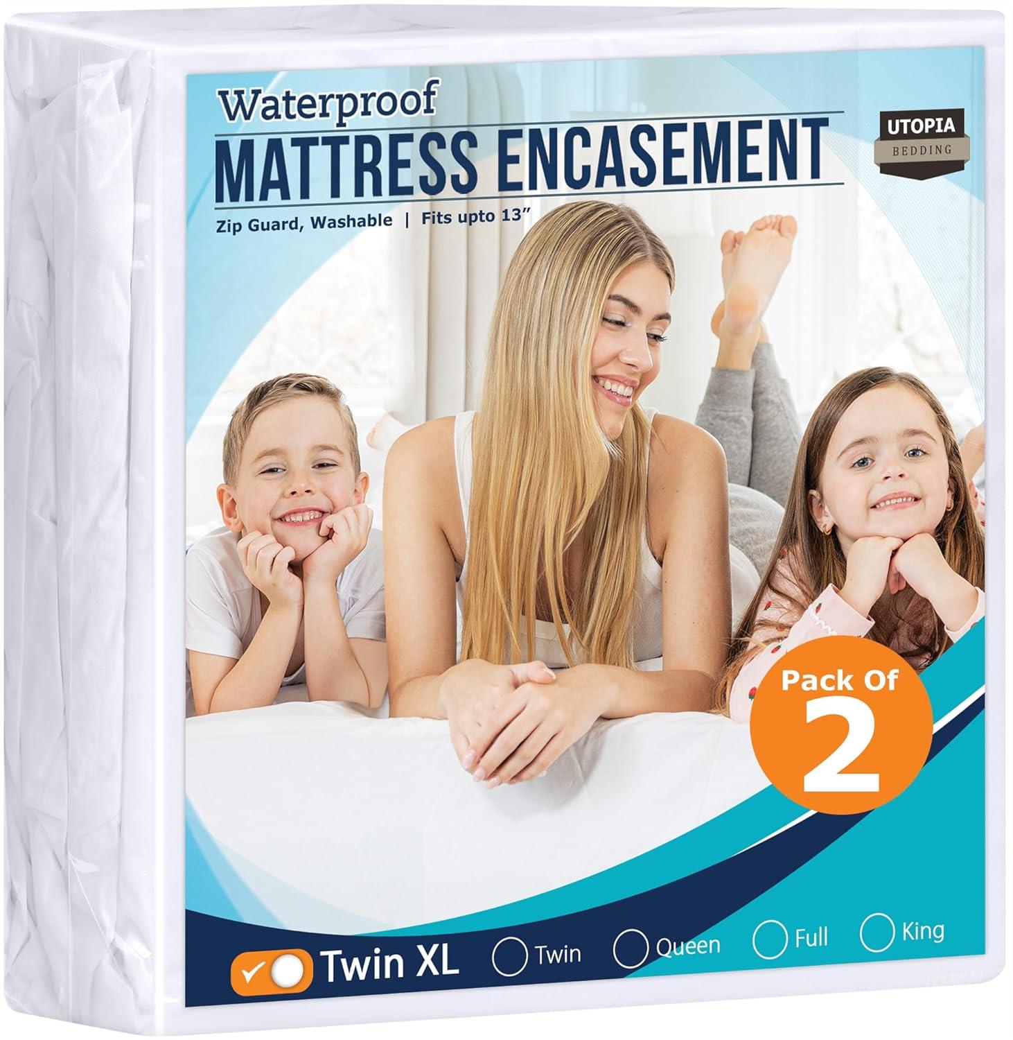 Twin XL Waterproof Polyester Mattress Encasement Pack of 2
