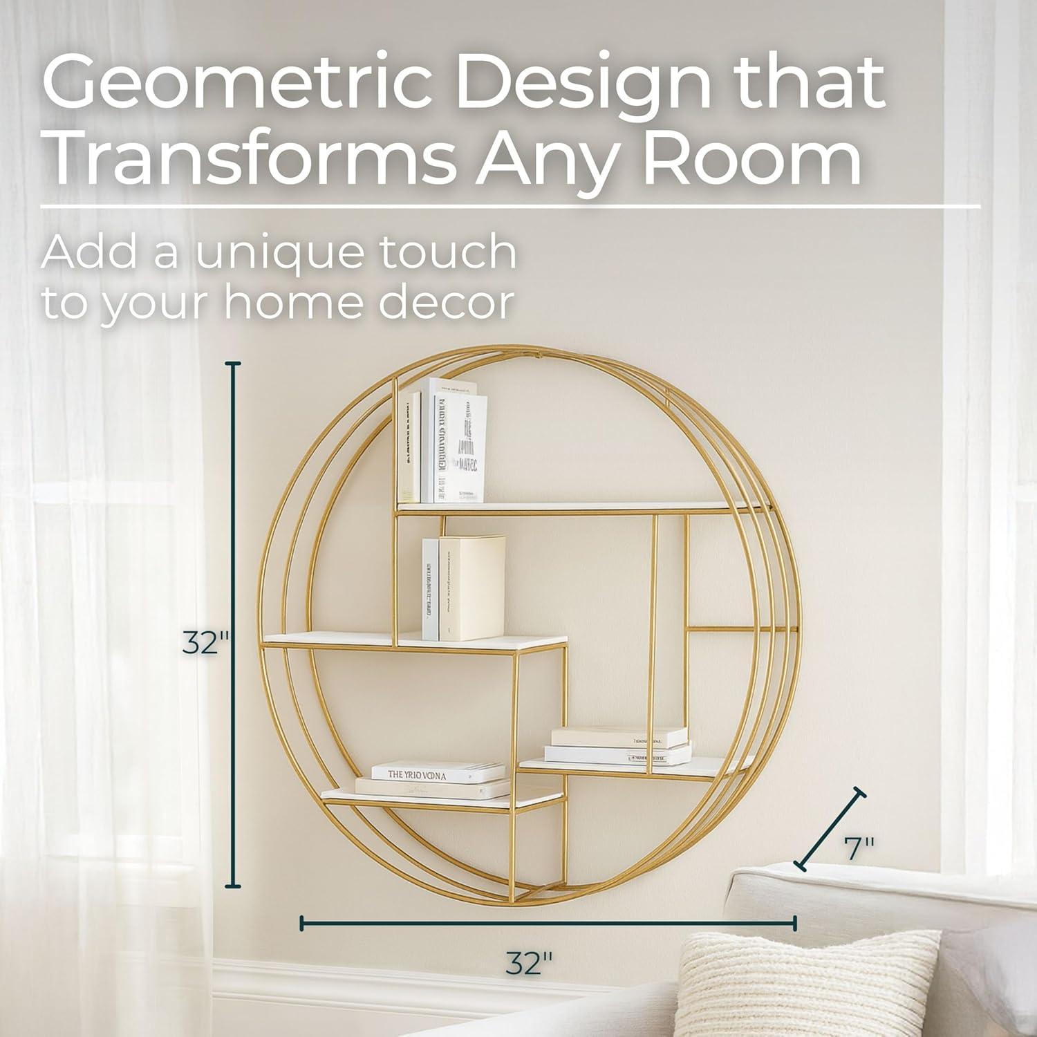 Sagebrook Home Kittle Modern Glam Iron and Wood Wall Storage Shelf