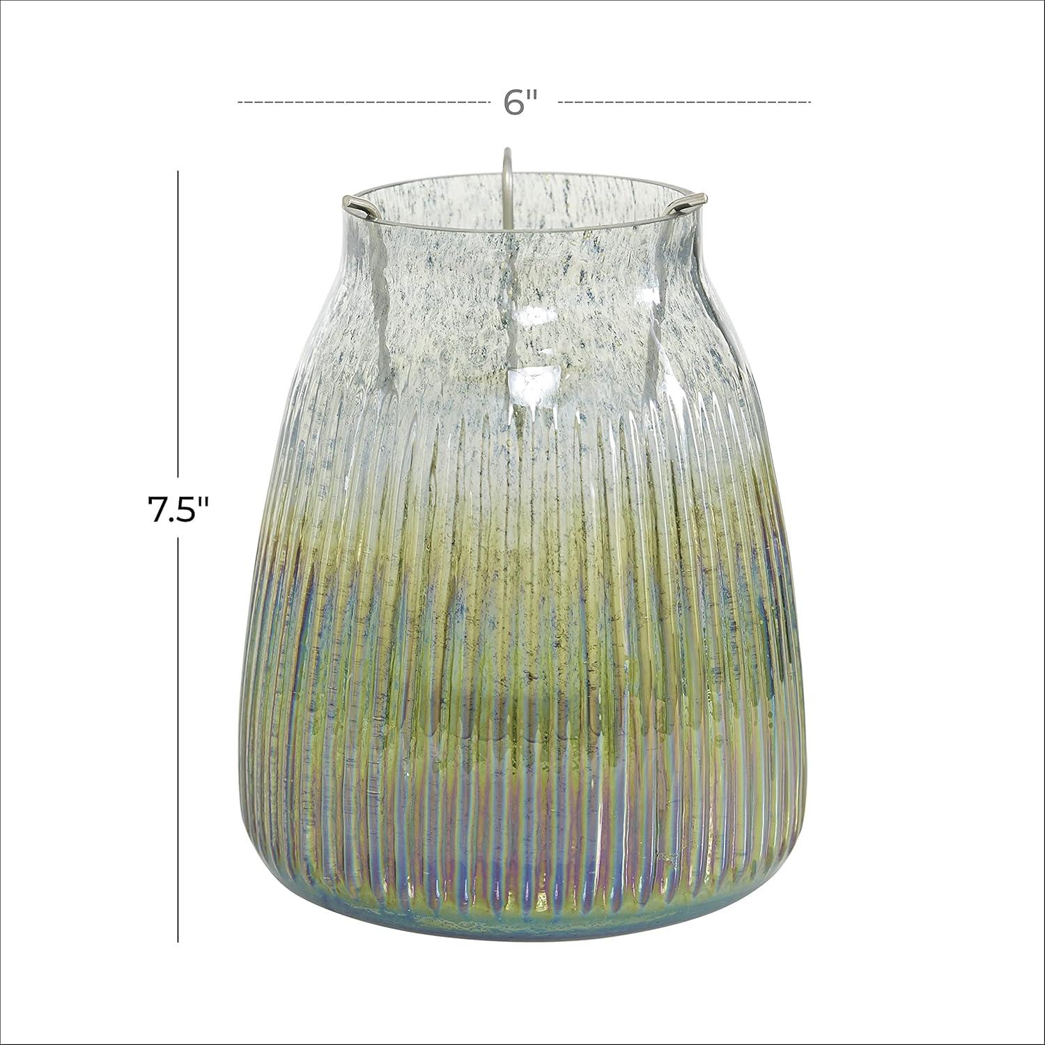 22" x 6" Round Glass Pillar Candle Holder Black - Olivia & May: Elegant Mantel Decor, 5-Unit Tray