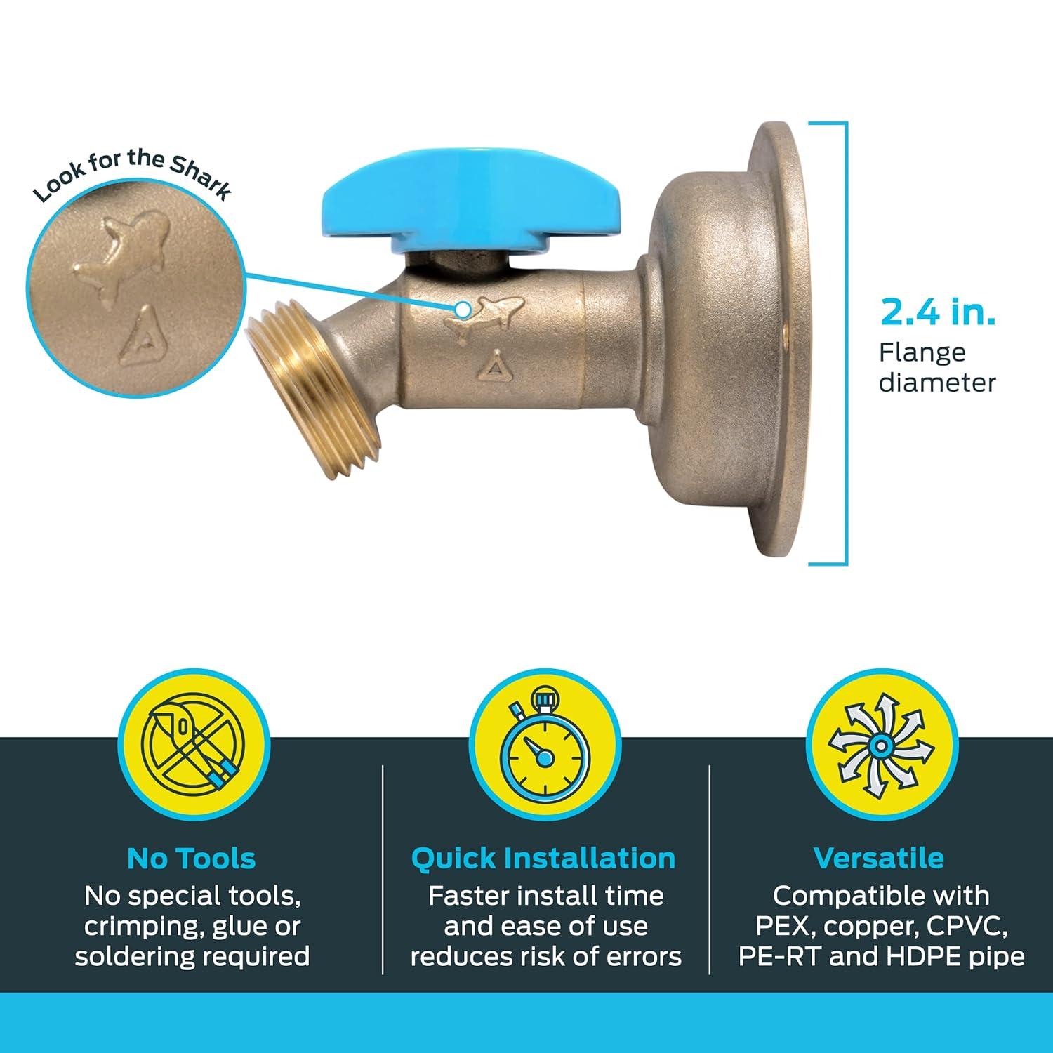 SharkBite No Kink 1/2 in. MHT X 3/4 in. MHT Anti-Siphon Brass Hose Bibb