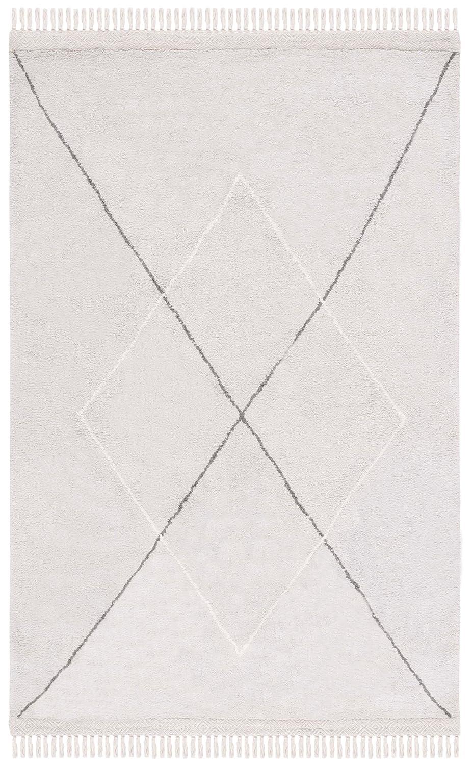 Easy Care ECR210 Hand Woven Machine Washable Indoor Area Rug - Grey/Ivory - 5'x8' - Safavieh