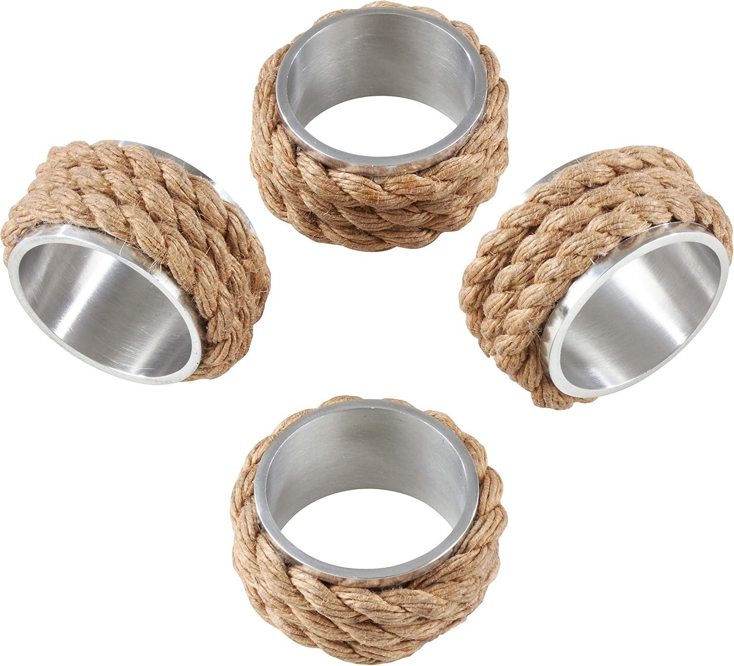 Saro Lifestyle Rope Napkin Ring, Natural (Set of 4)