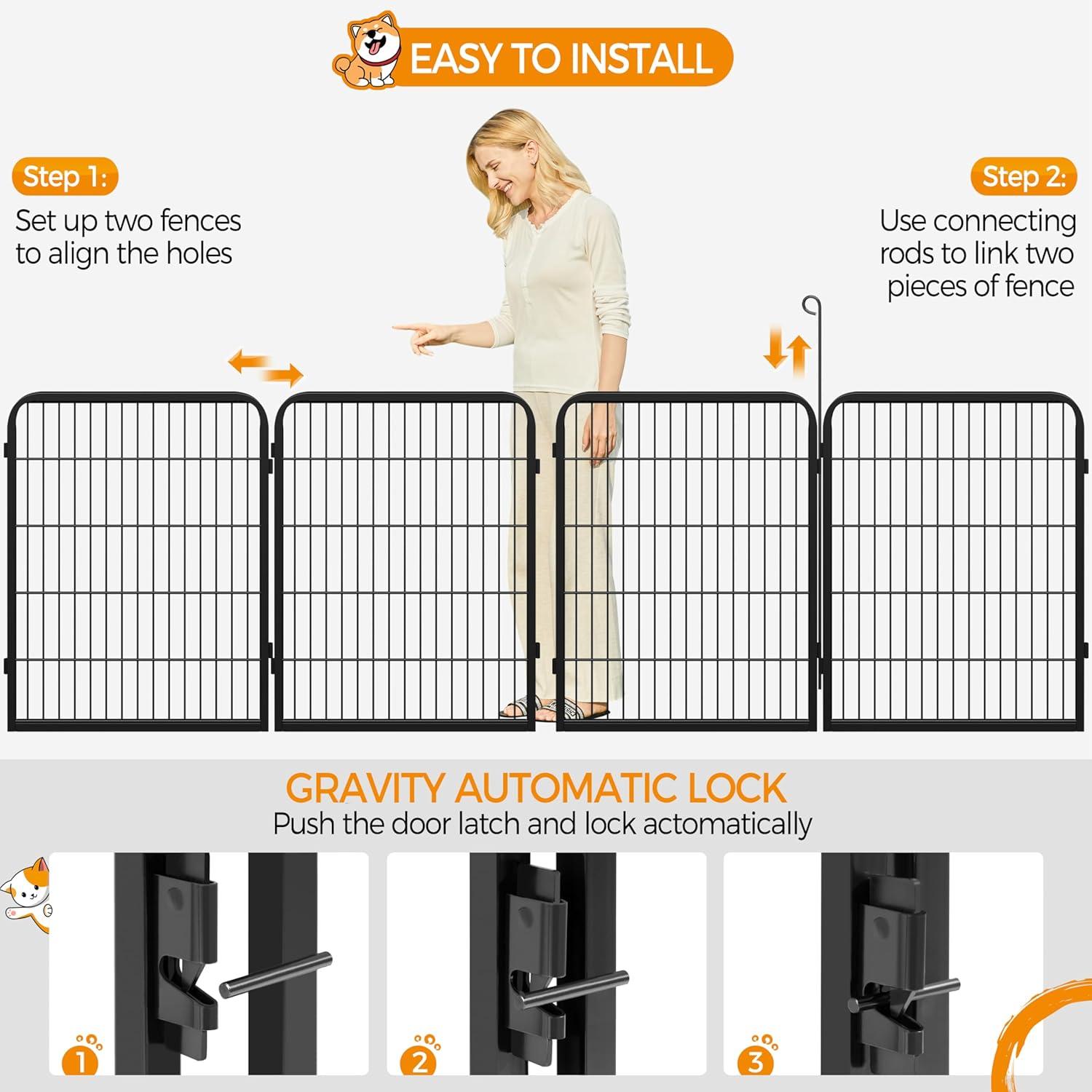 Yaheetech Dog Playpen Outdoor, 24 inch 32 Panels Dog Pen Indoor Heavy Duty Puppy Exercise Pen Metal Pet Fence for RV Camping/Yard/Garden