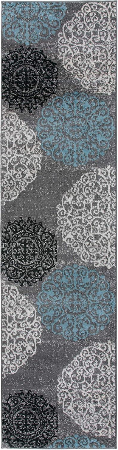 World Rug Gallery Floral Gray 2' x 10' Runner Rug