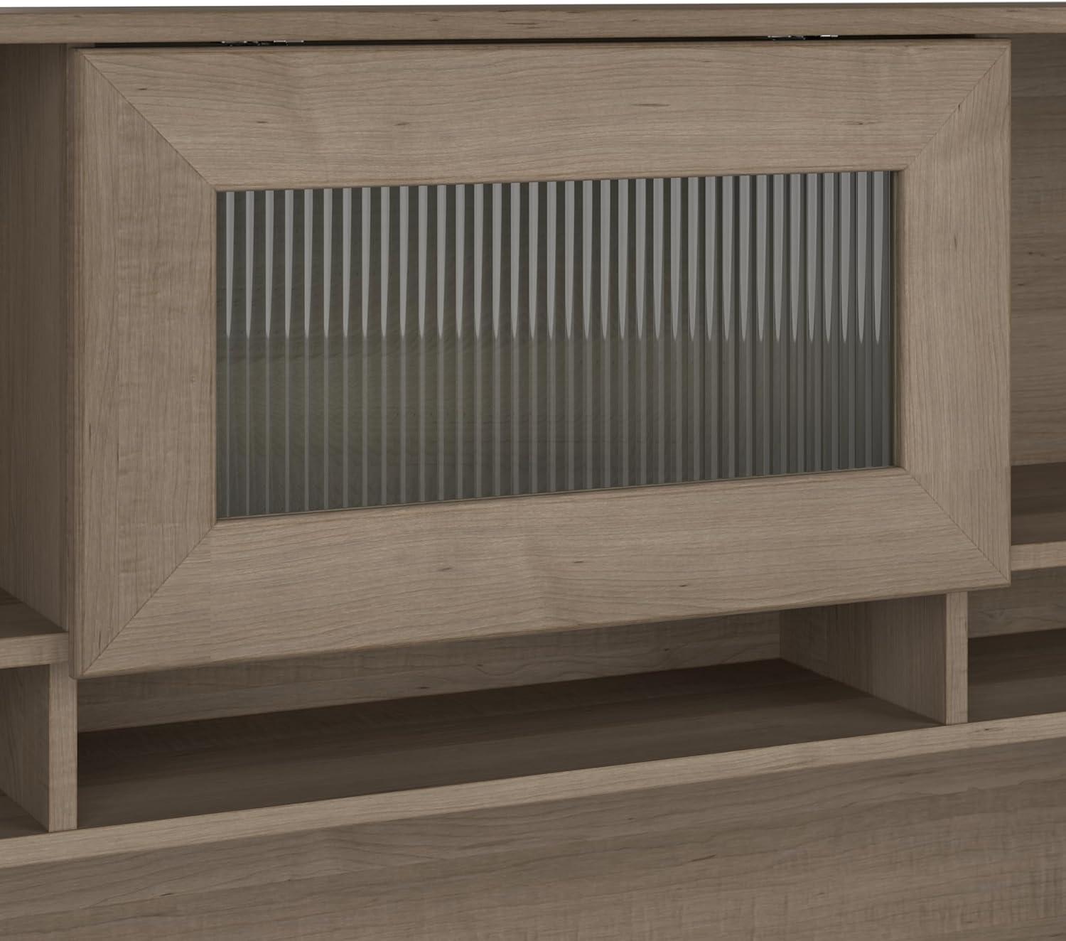 Cabot 60W Sit to Stand L Shaped Desk with Hutch in Modern Gray - Engineered Wood