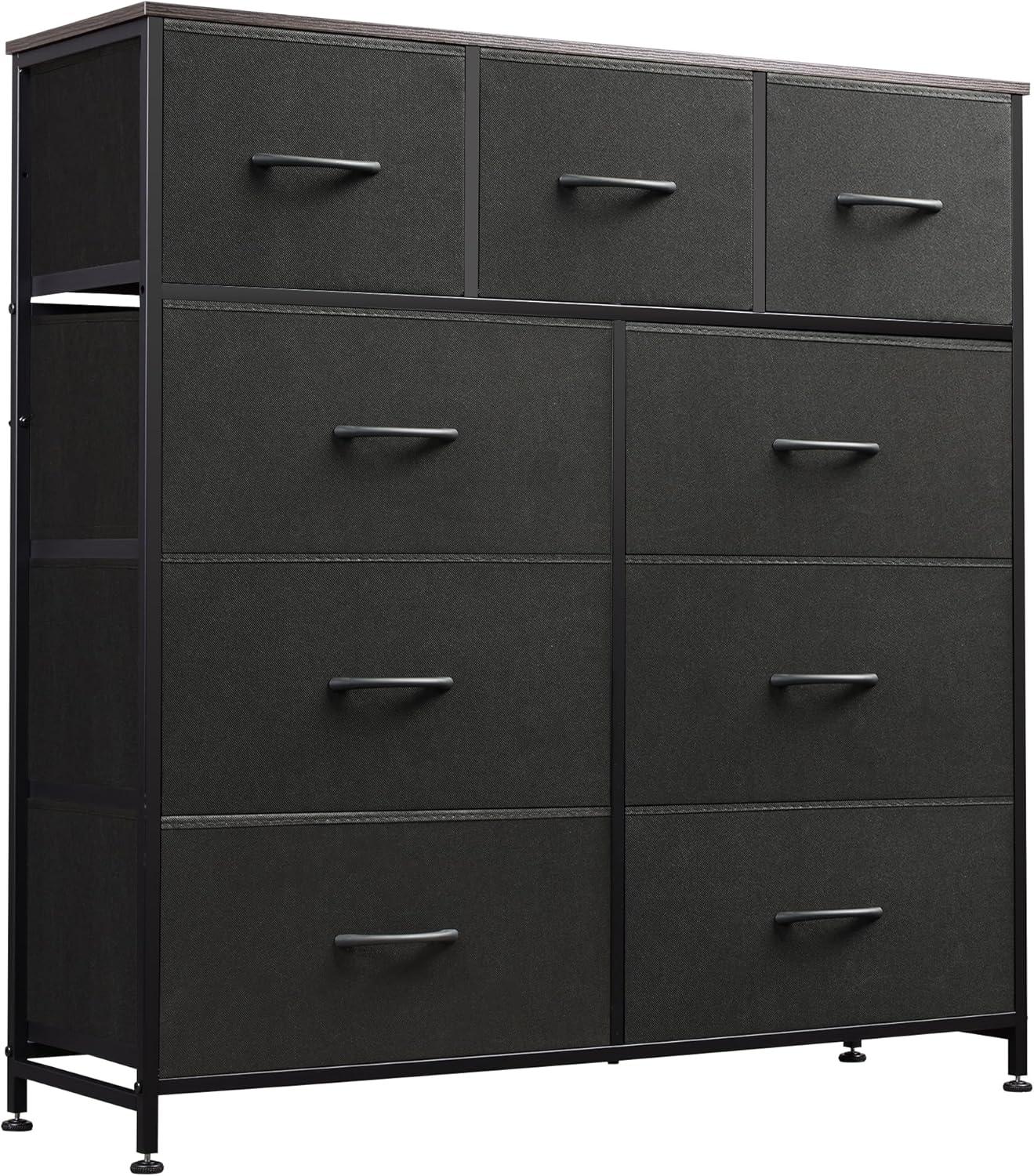 Magshion 9 Drawer Dressers, Modern Dresser, Fabric Organizer Unit Storage Cabinet for Bedroom Living Room, Black