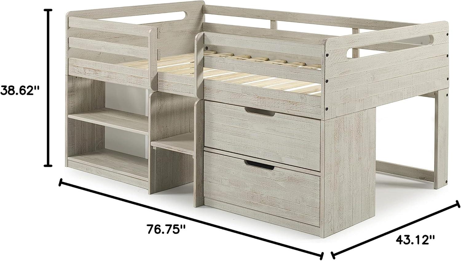 Donco Kids Handles Twin Light Grey Rustic Low Loft Bed