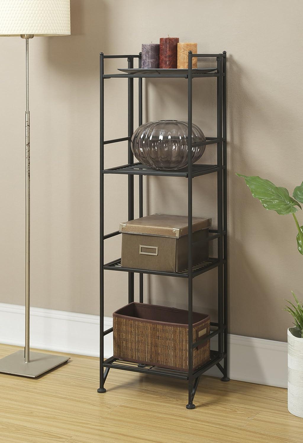 Convenience Concepts XTRA-Storage 4 Tier Folding Shelf in Black Metal Finish