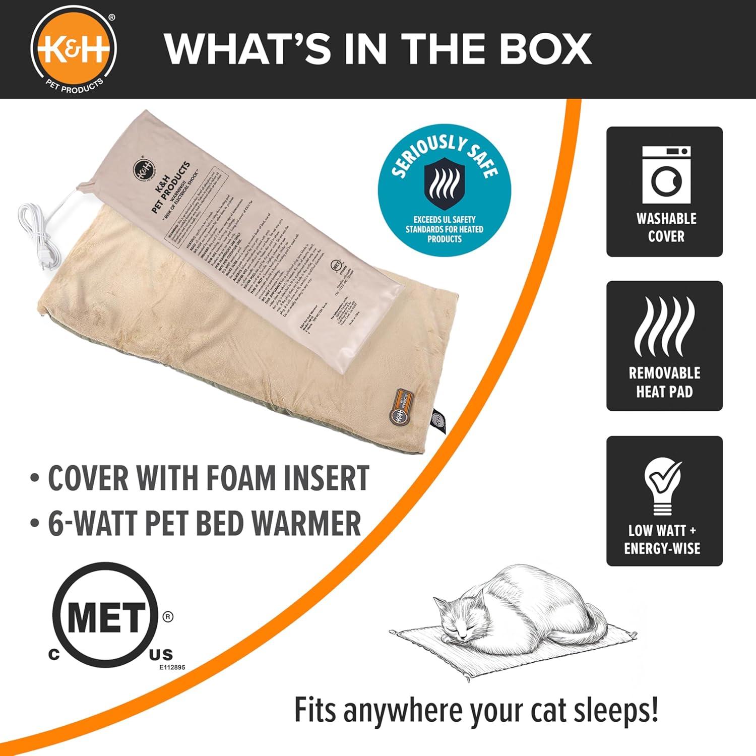 K&H Pet Products Thermo-Kitty Mat Sage 12.5" x 25" 6W